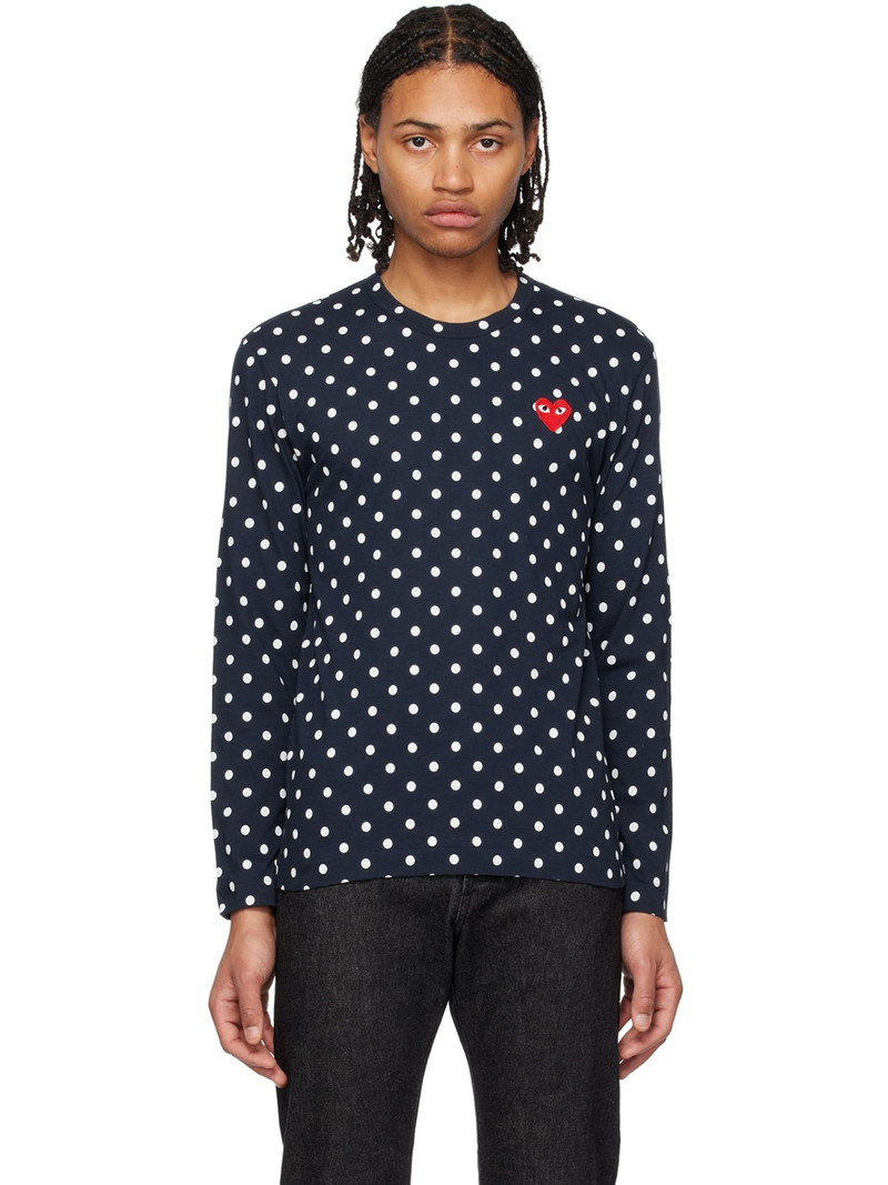 Navy Polka Dot Long Sleeve T-Shirt - 1