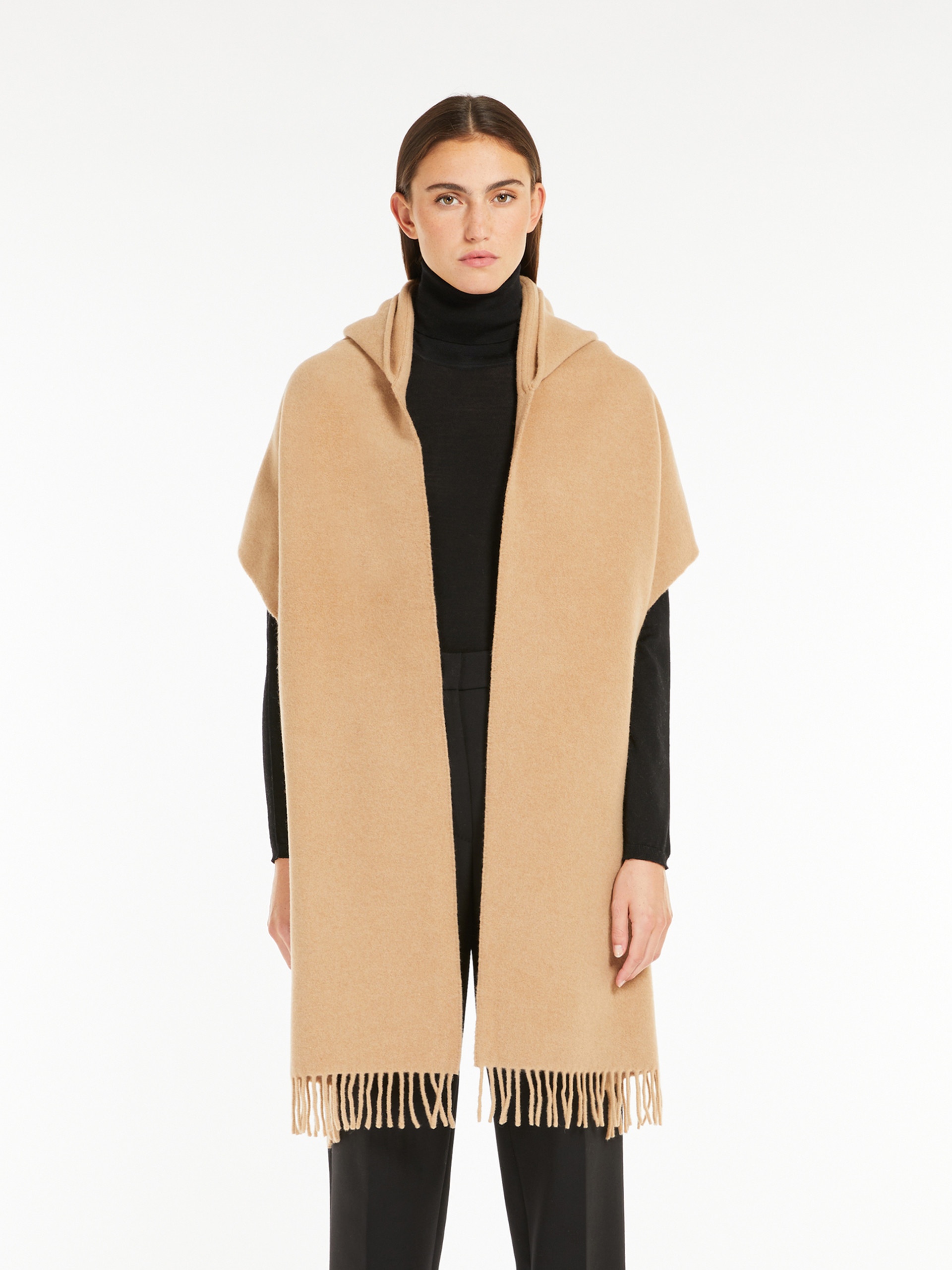Max Mara ZENA Cashmere blend scarf with hood | maxmara