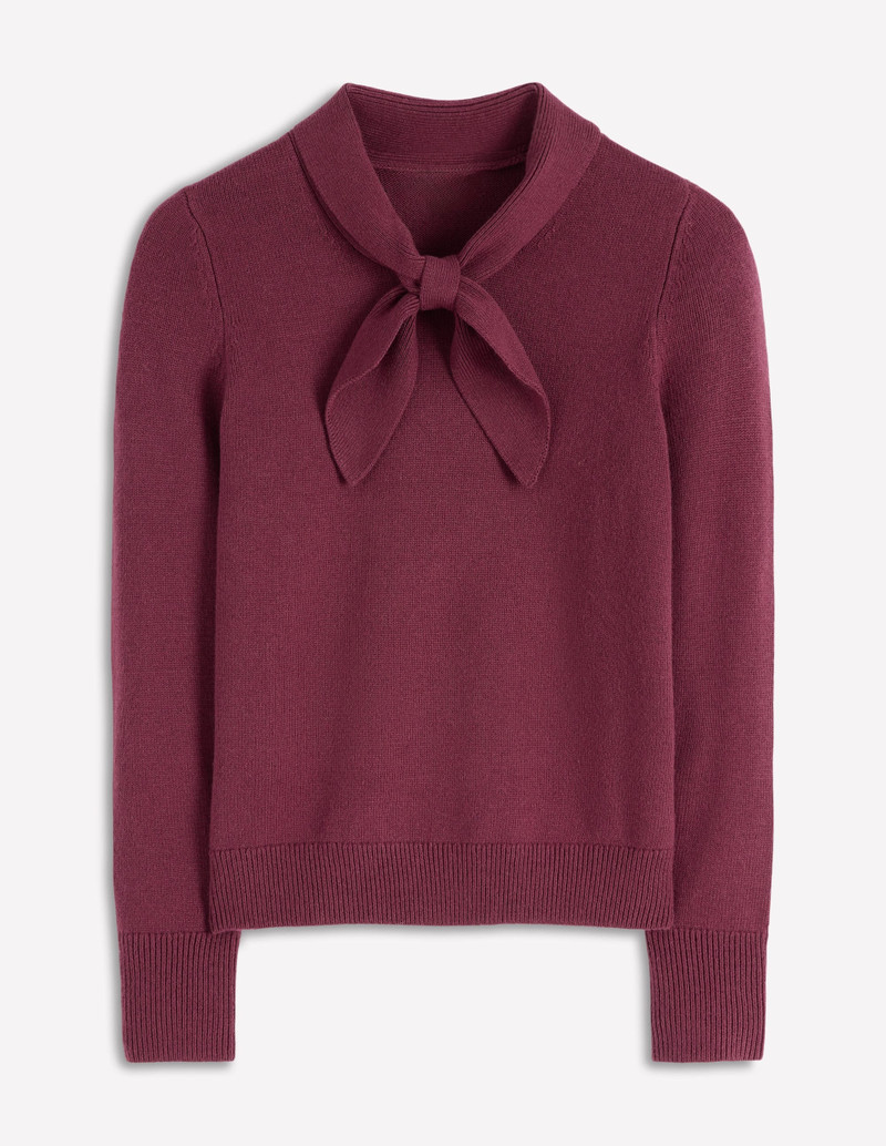 Knitted Bow Sweater-Deep Wisteria 6