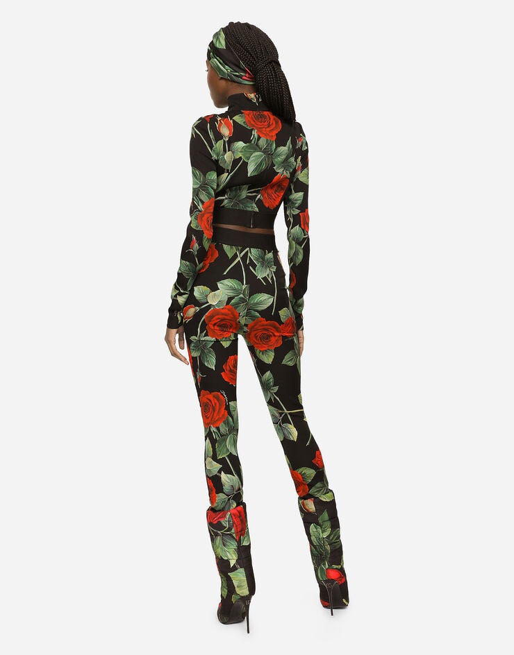 Rose-print charmeuse leggings - 3