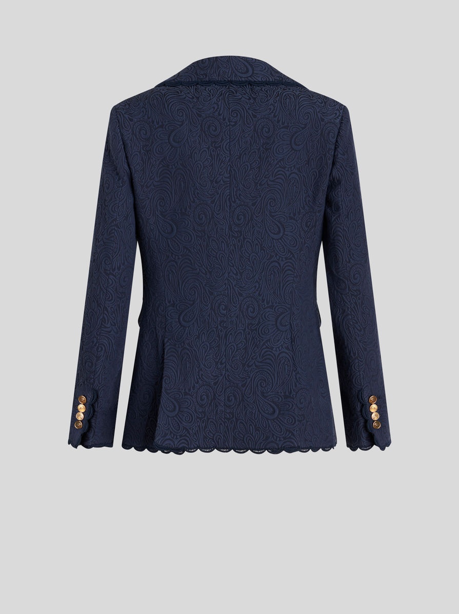 PAISLEY JACQUARD JACKET WITH LACE HEMS - 5