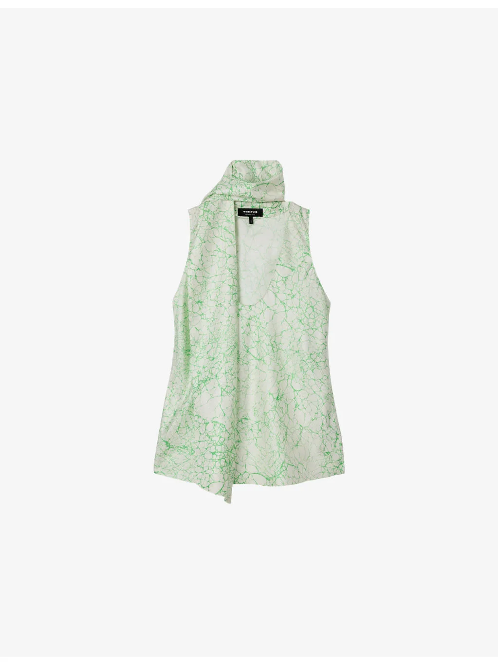 Abstract-Print Scarf Silk Top - 1