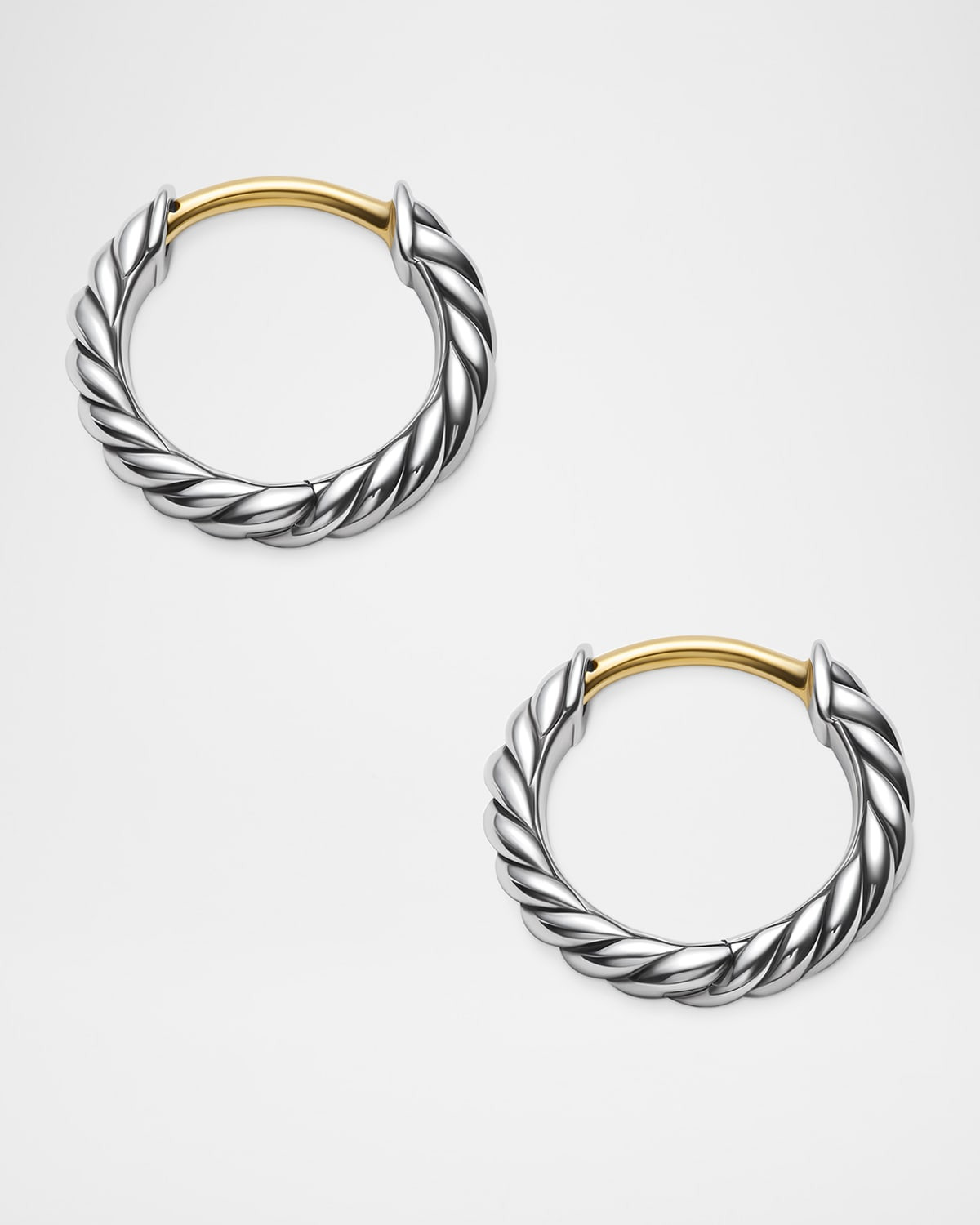 Sculpted Cable Huggie Hoop Earrings in Silver, 2.2mm, 0.4"L - 3