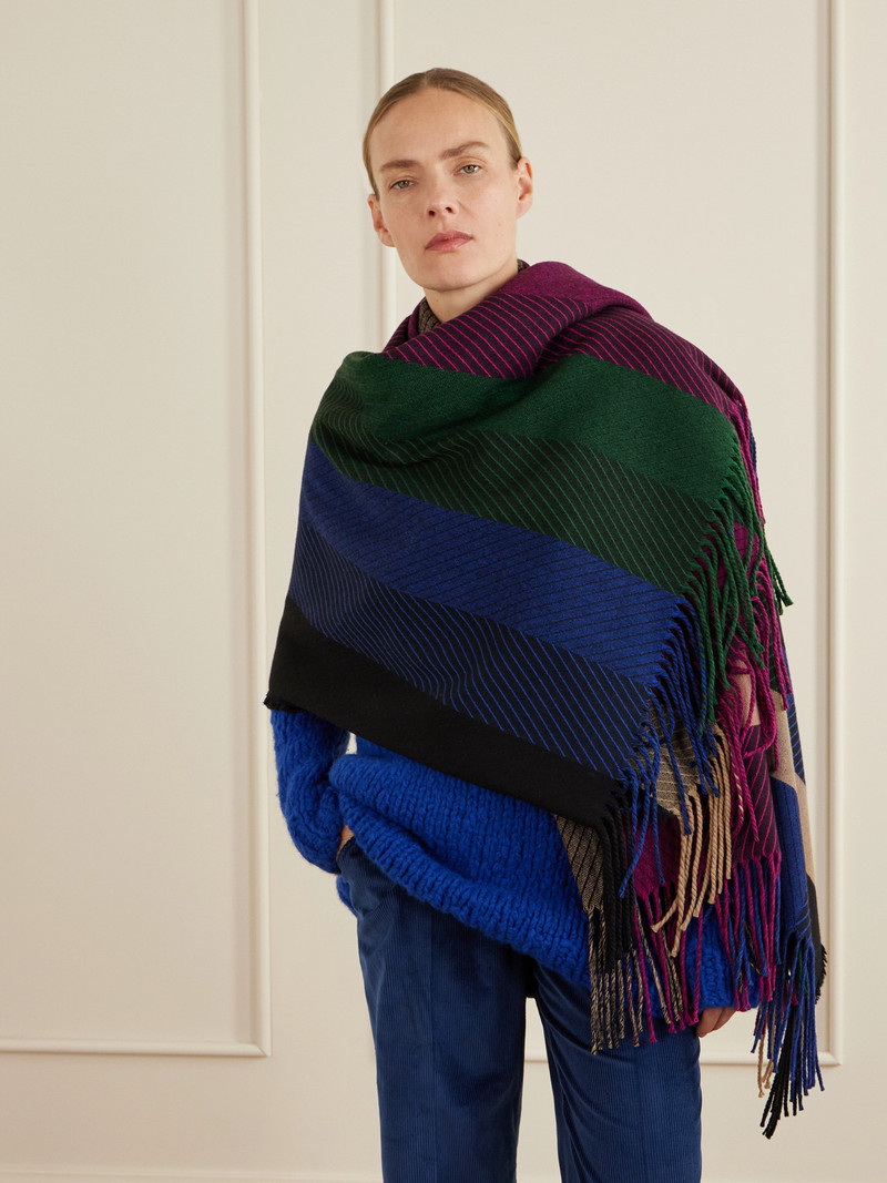 GABRIELA HEARST Halo Fringed Striped Cashmere Scarf outlook