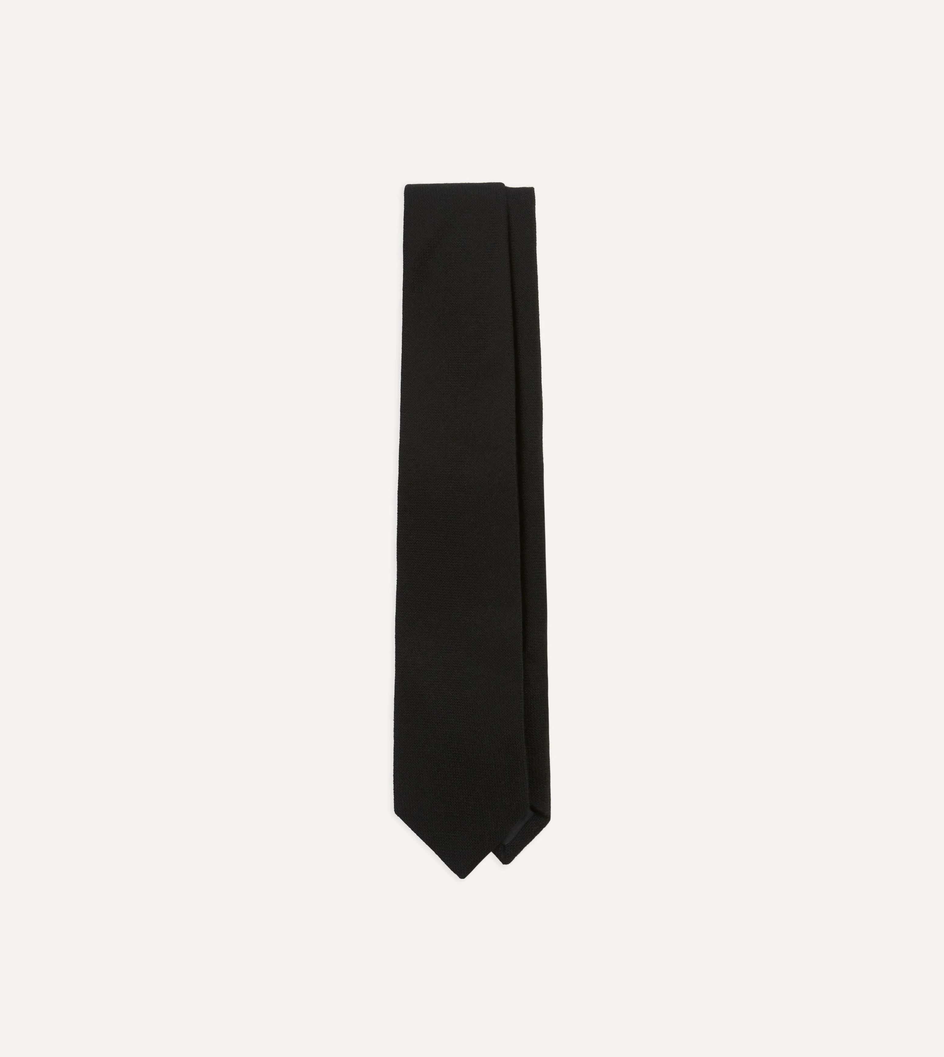 Black Pure Cashmere Solid Tipped Tie - 1