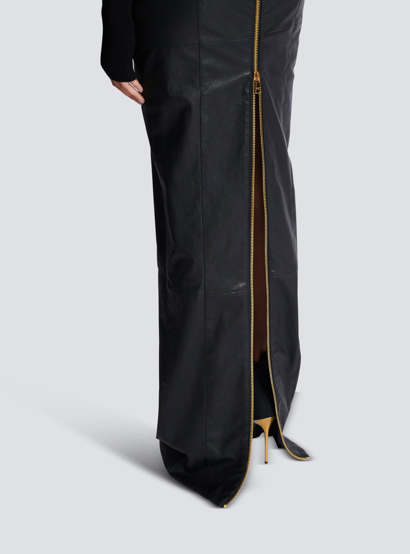 Long knit and lambskin leather dress 8