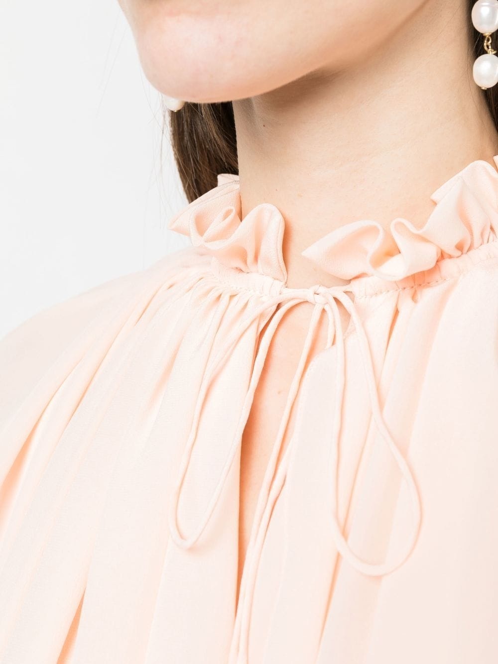 pleated-neckline silk blouse - 5
