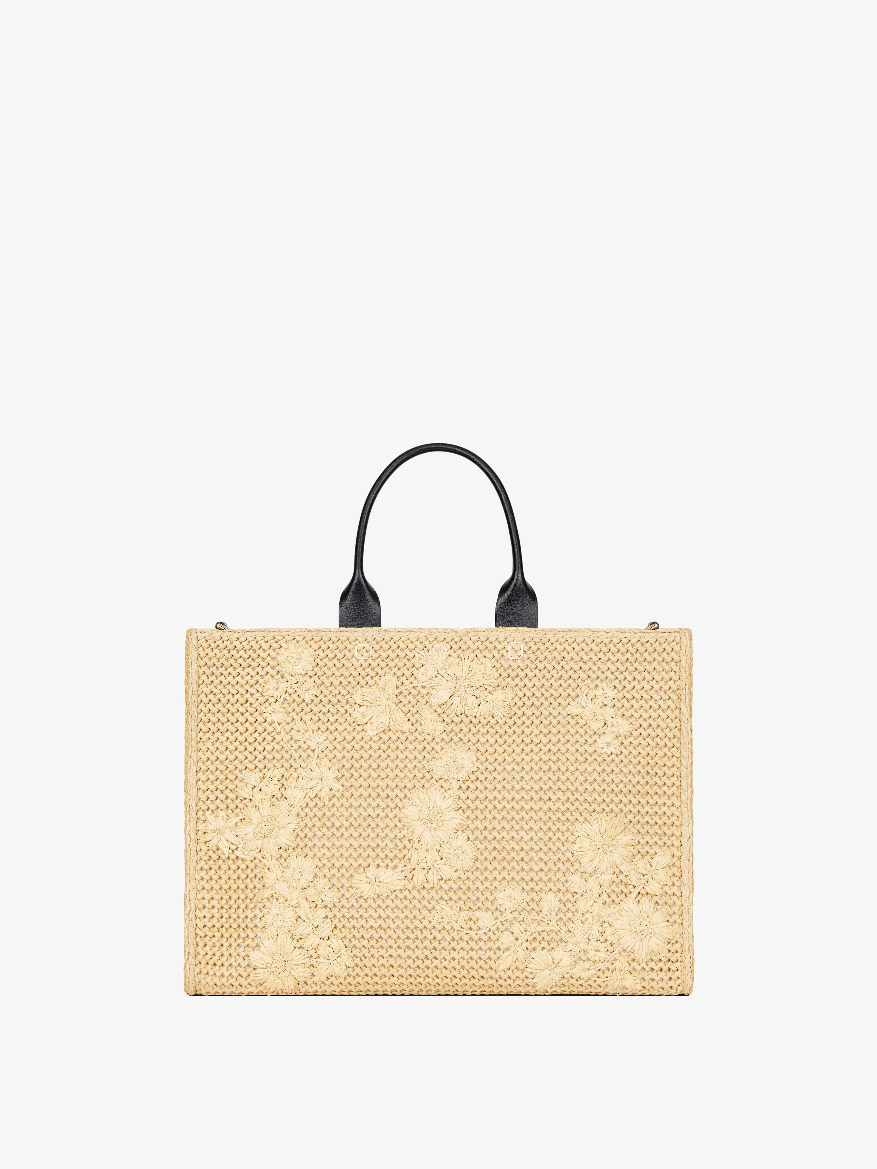 MEDIUM G-TOTE BAG IN RAFFIA WITH FLORAL EMBROIDERY - 4