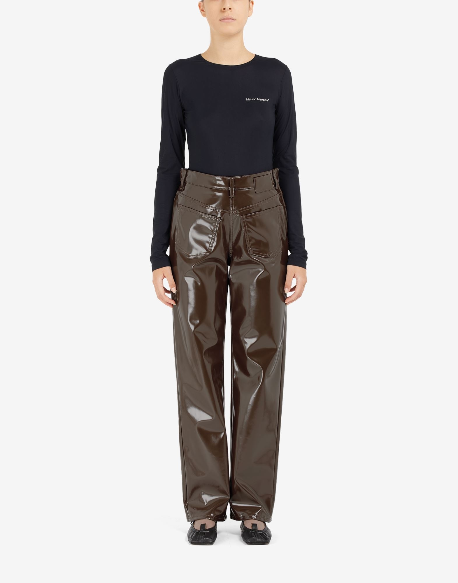 Back-to-back faux leather trousers - 2