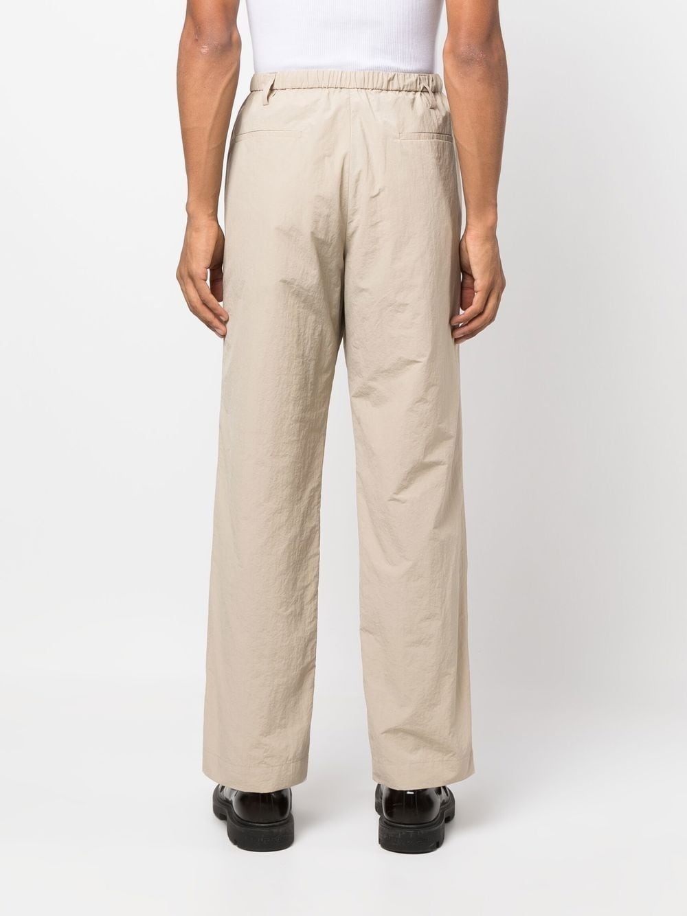 elasticated-waist straight-leg trousers - 4