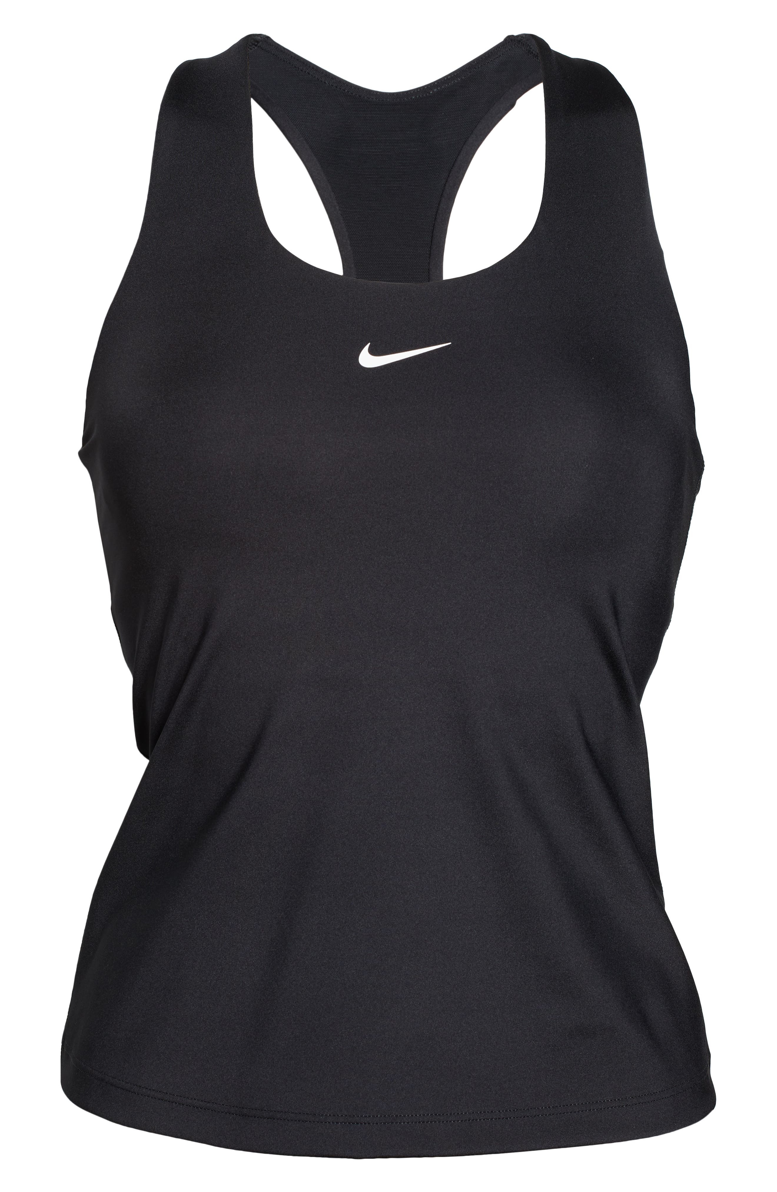 Nike Dri-FIT Swoosh Bra Racerback Tank in Black/Black/White at Nordstrom - 5