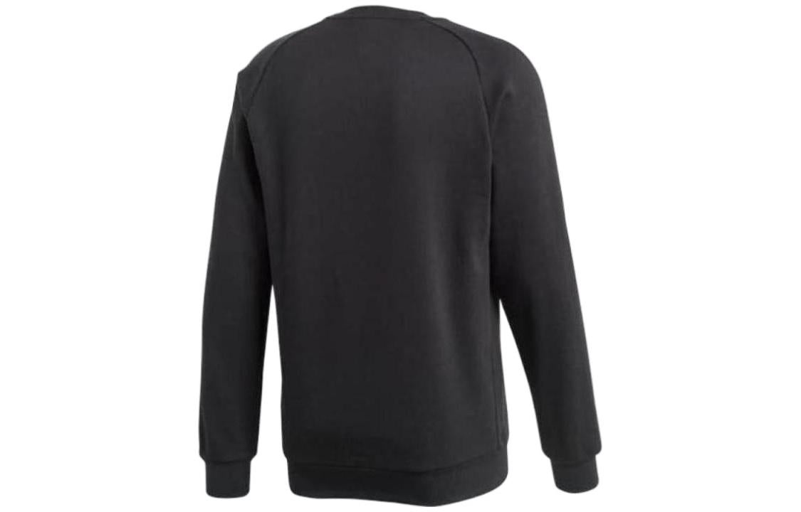 Men's adidas Solid Color Logo Printing Round Neck Pullover Long Sleeves Black CE9064 - 2