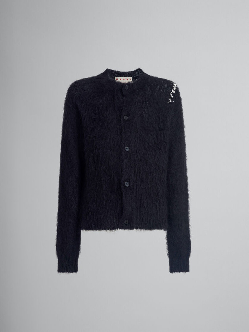 BLACK BRUSHED MOHAIR CARDIGAN 1
