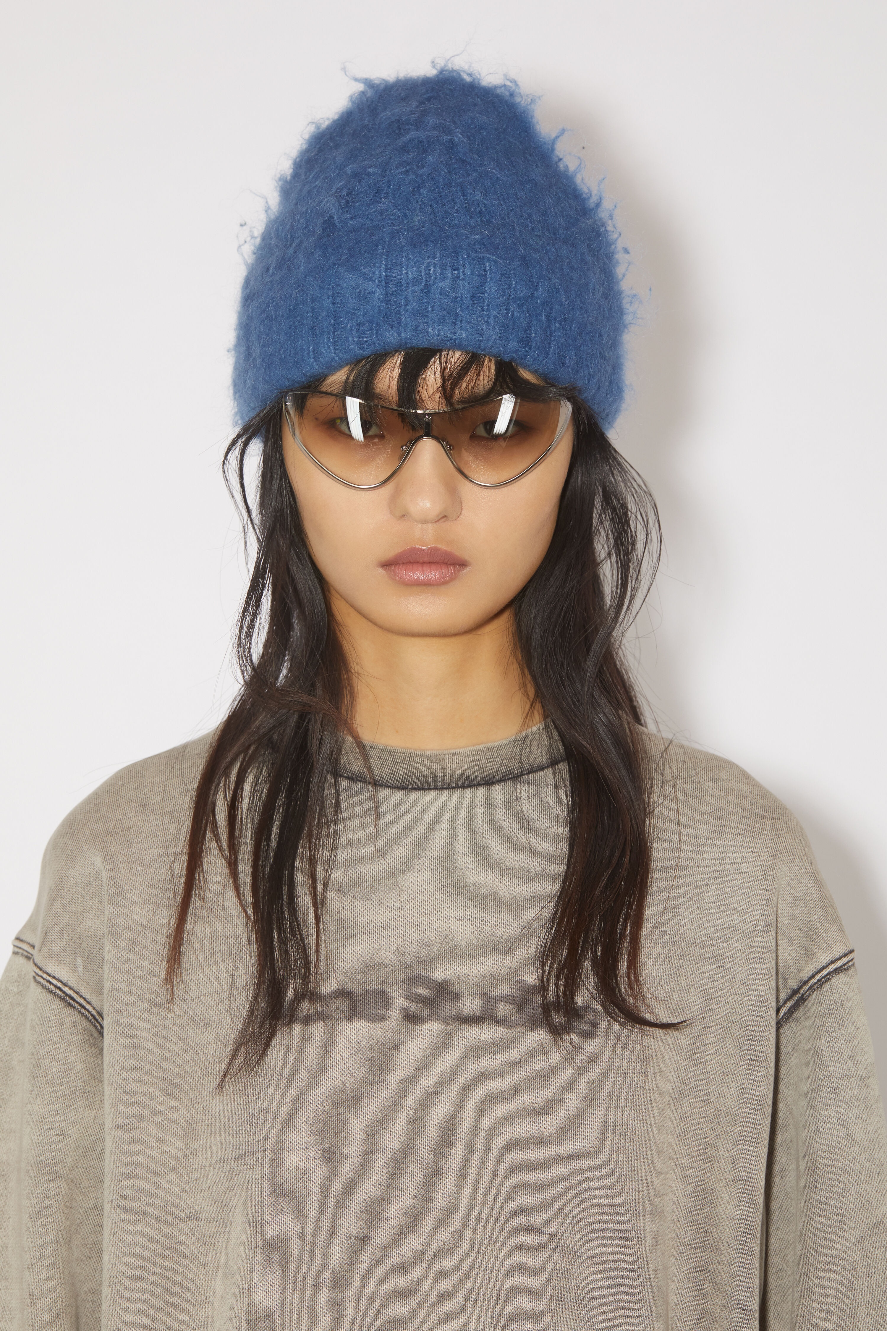 Wool mohair beanie - Denim blue - 2