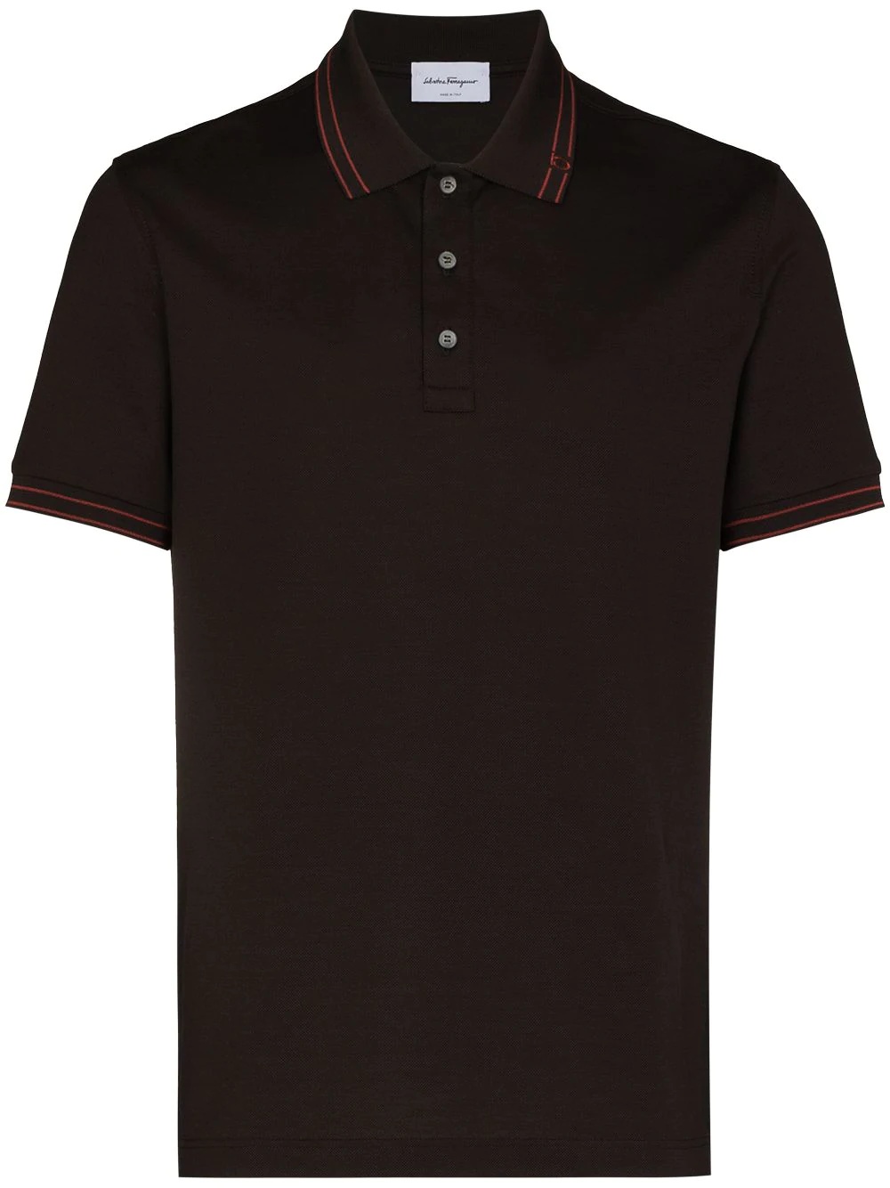 stripe-trim short-sleeve polo shirt - 1