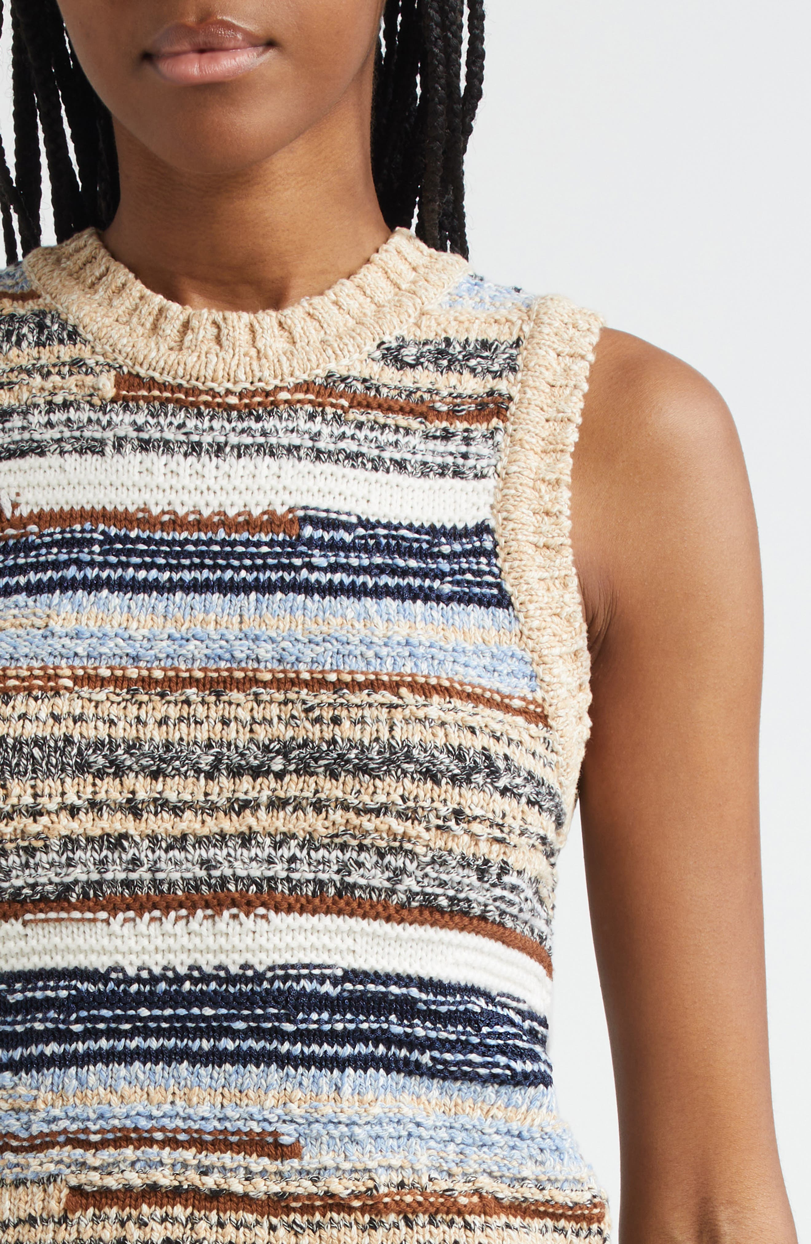 Veronica Beard Jerrel Stripe Crop Sweater Tank in Whisky Multi at Nordstrom - 5