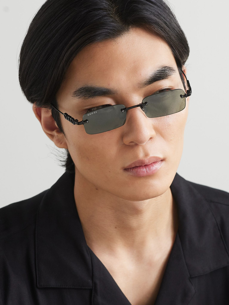 GUCCI Square-Frame Metal Sunglasses Black outlook