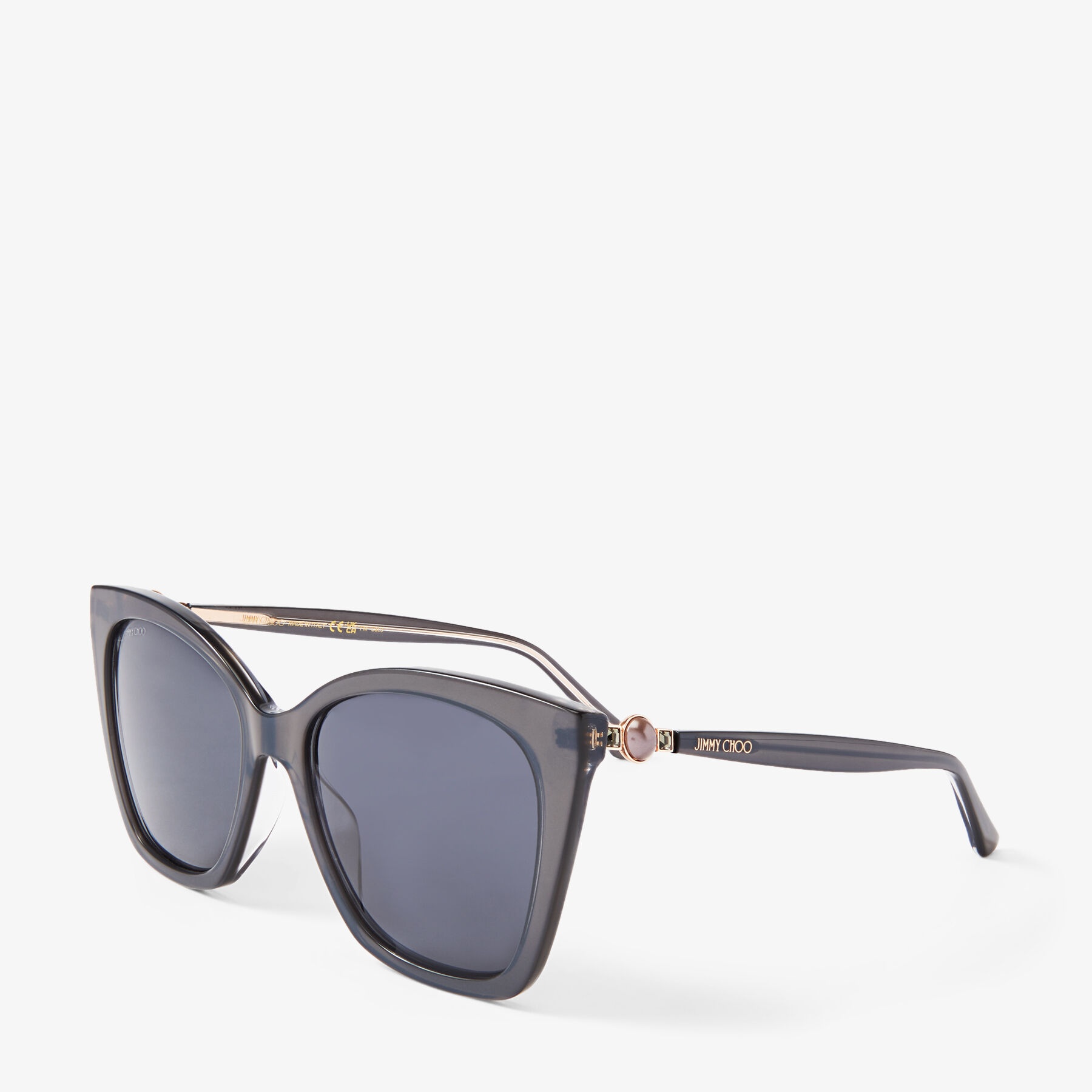 Rua/G
Pearled Grey Cat Eye Sunglasses with Pearls and Swarovski Crystals - 3