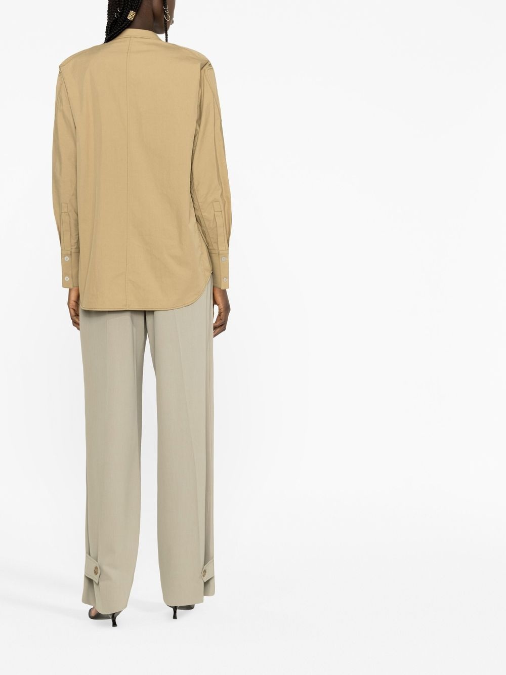 contrast stitching shirt jacket - 4