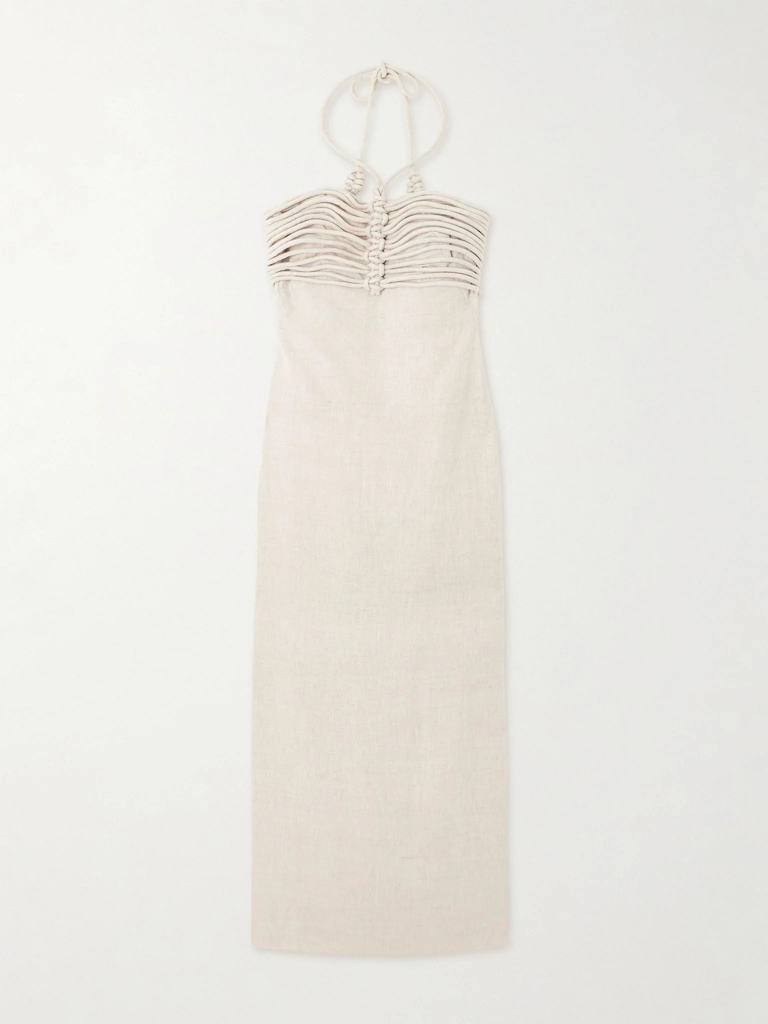 Mezcalitos knotted linen midi dress Cream - 1