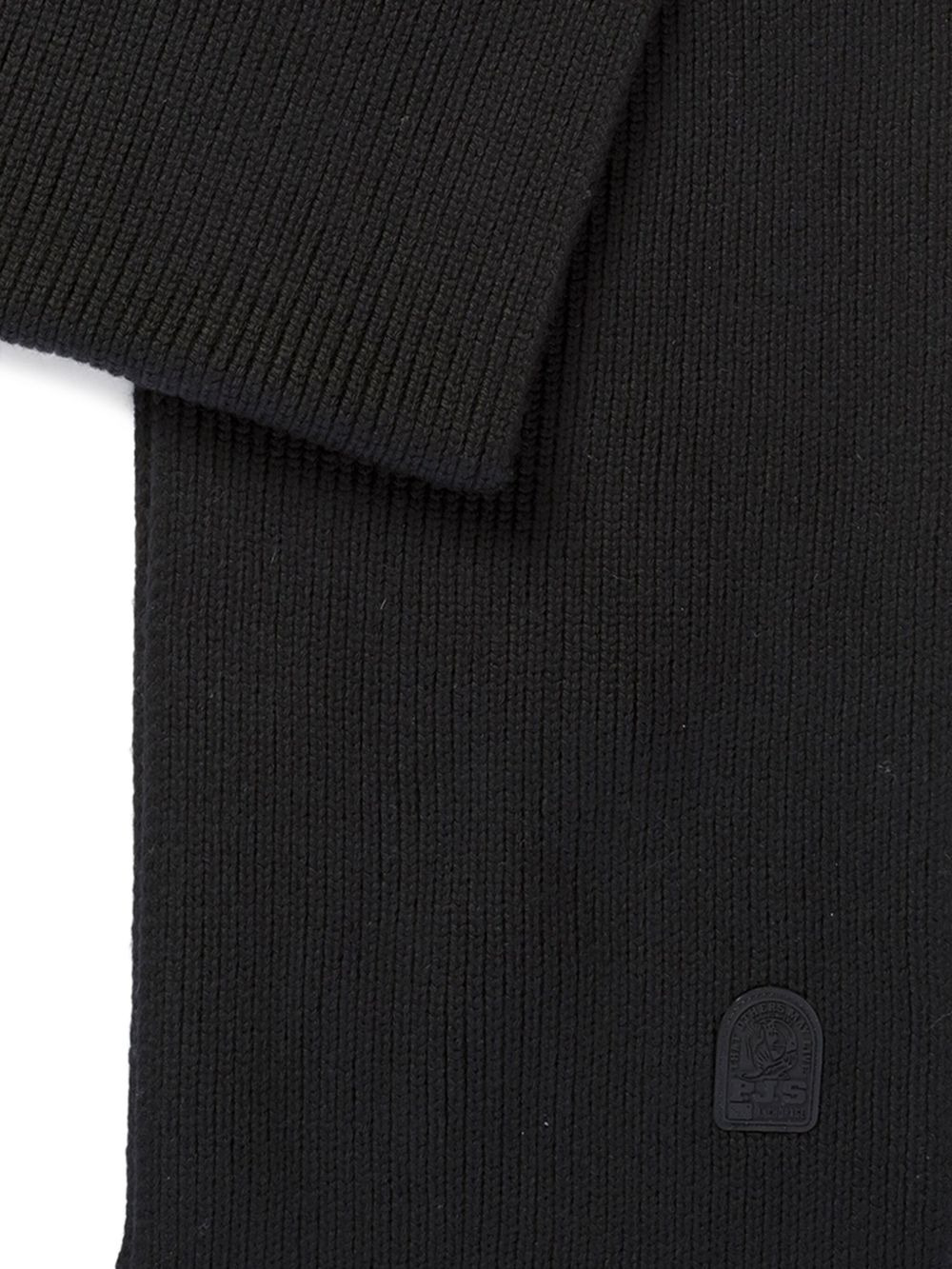 logo-patch wool scarf - 2