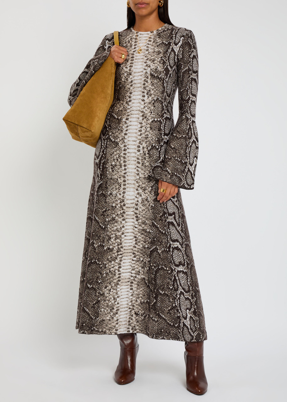 Gabriela Hearst Python-intarsia Cashmere-blend Maxi Dress - 3