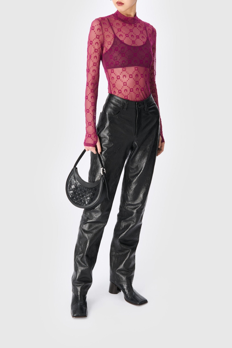 Marine Serre Moonogram Embossed Leather Straight Leg Pants outlook