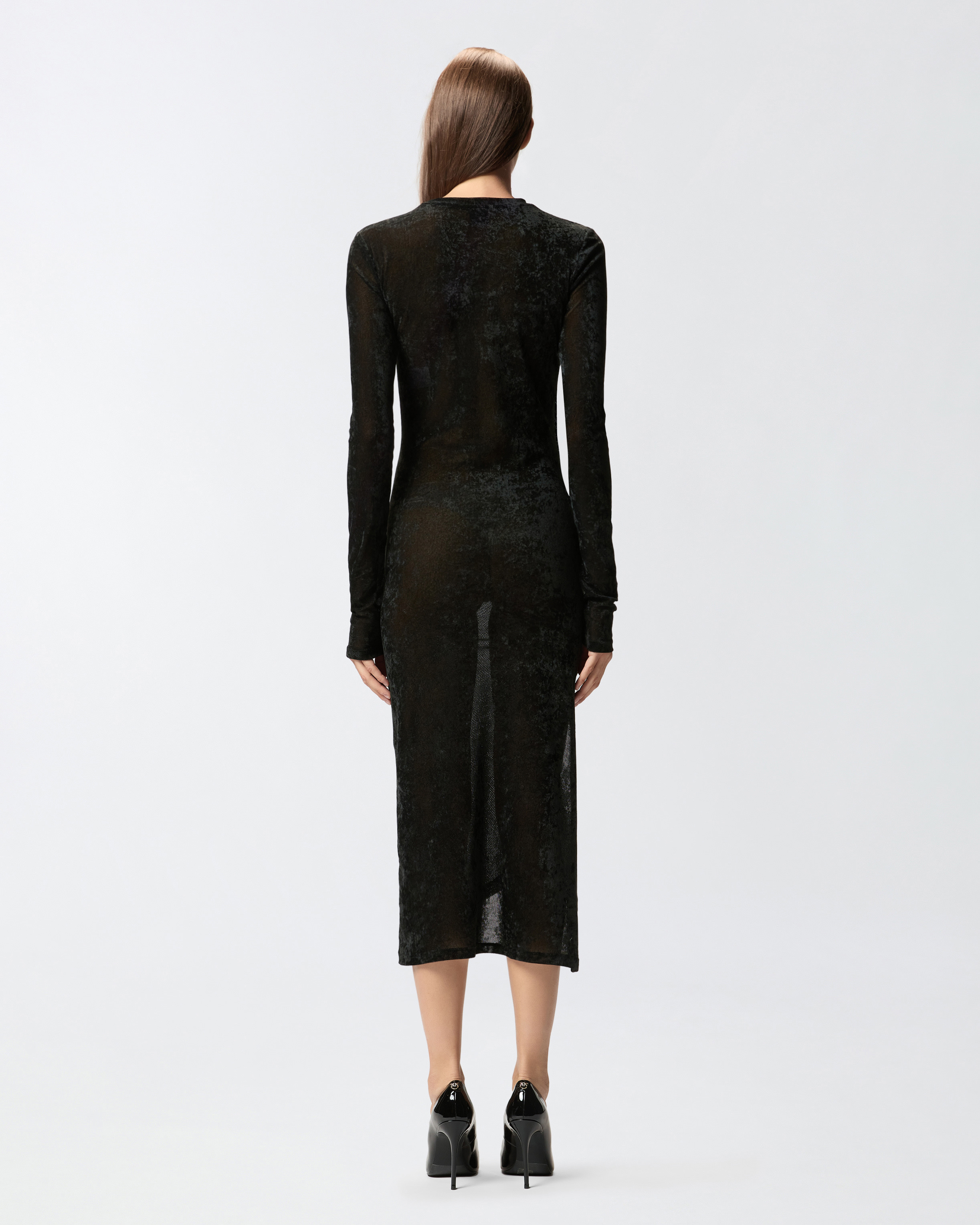 LONG TULLE DRESS WITH DRAPING - 4