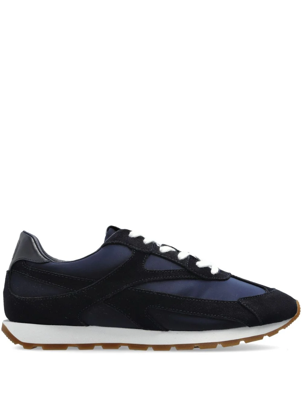 lace-up panelled suede sneakers - 1