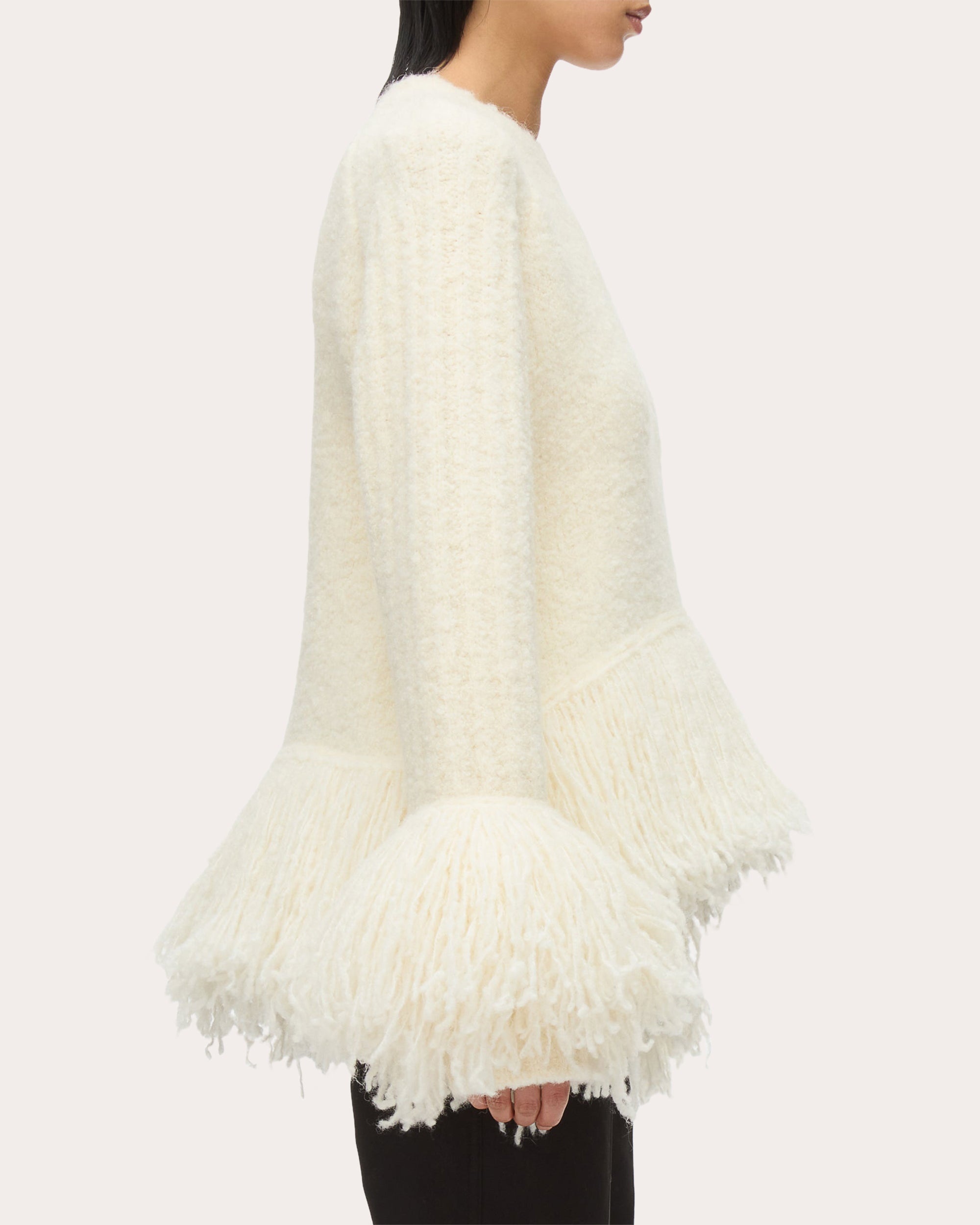 Fringed Wool Bouclé Knit Sweater - 3