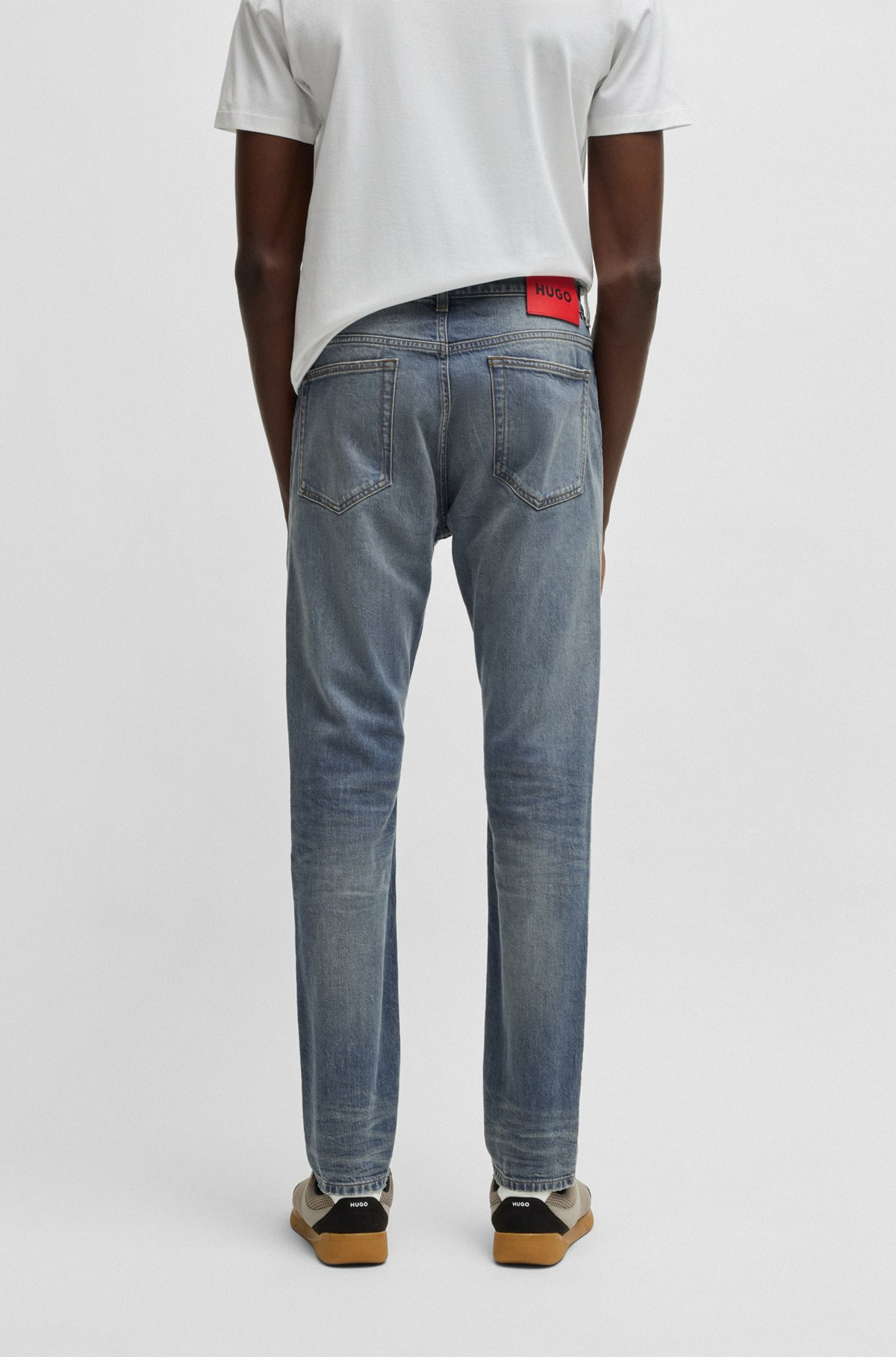 SLIM-FIT JEANS IN GRAY-BLUE COMFORT-STRETCH DENIM - 4