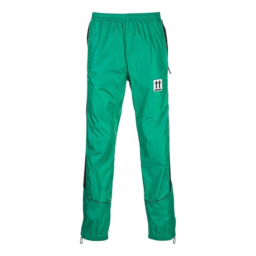 Men's Off-White SS21 Side Stripe Athleisure Casual Sports Pants Slim Fit Green OMCA123S20A230204400 - 1