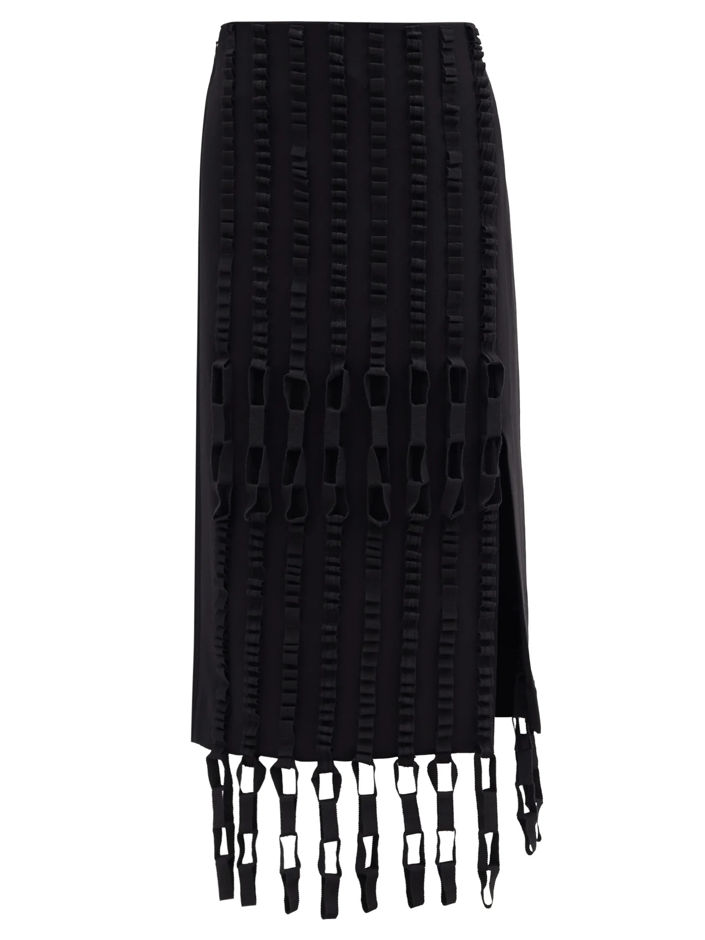 Grosgrain chain-trimmed wool-crepe skirt - 1