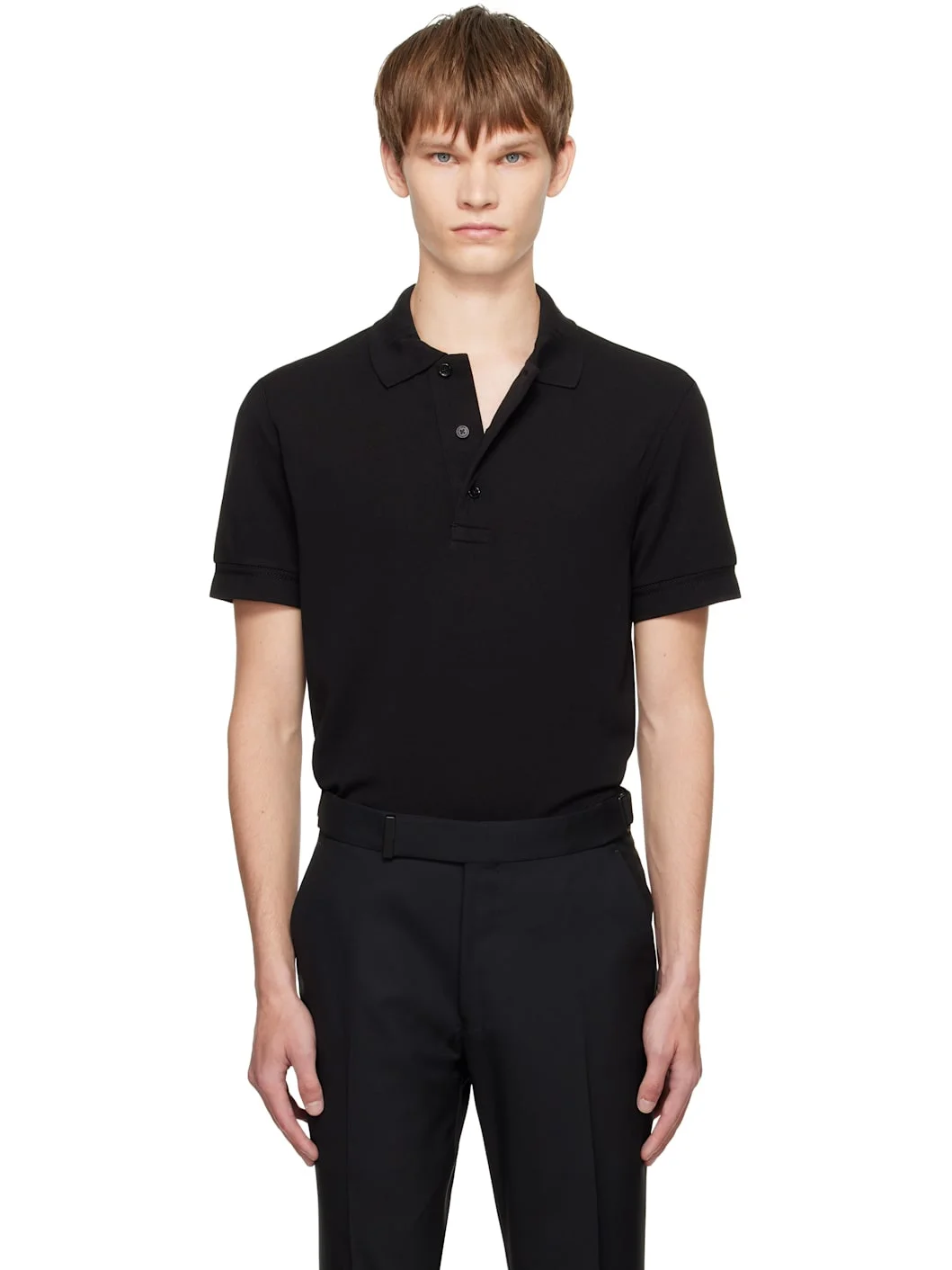 Black Piquet Polo - 1