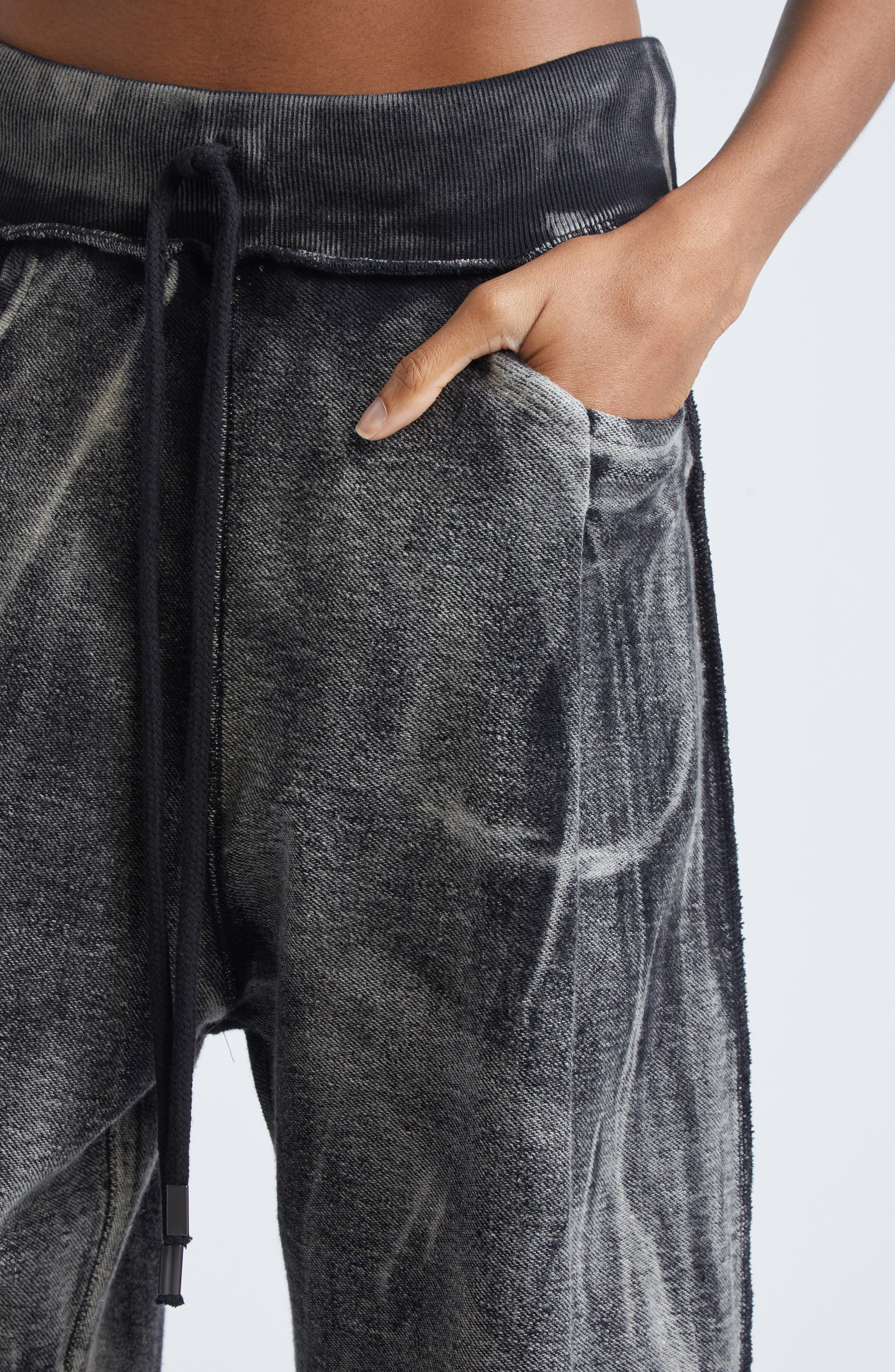 R13 Pleated Wide Leg Cotton Sweatpants in Washed Black at Nordstrom - 5