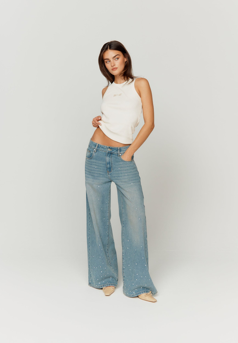 CRYSTALLISED WIDE LEG DENIM 3
