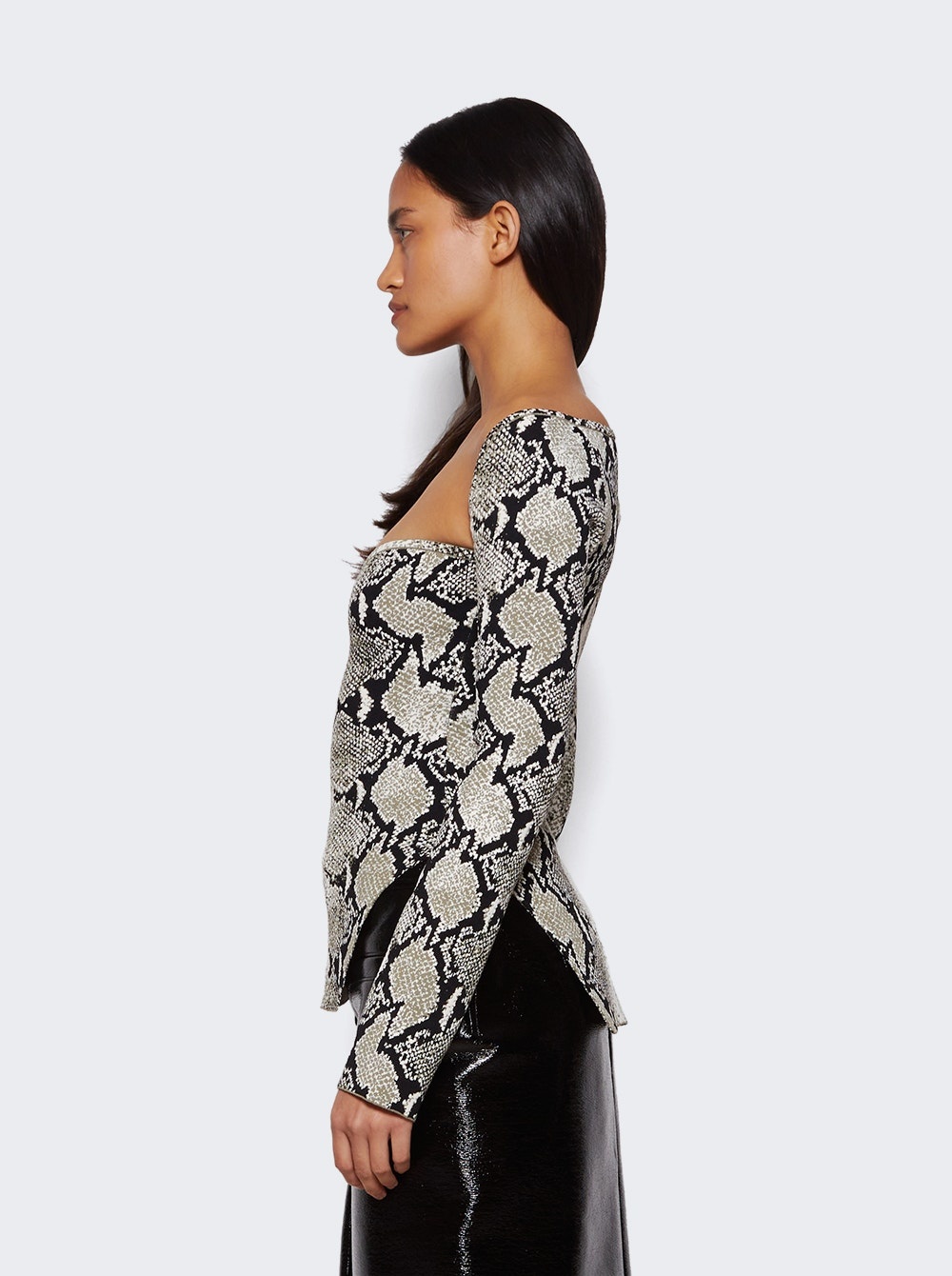Maddy Bustier Long Sleeve Top Black And White - 4