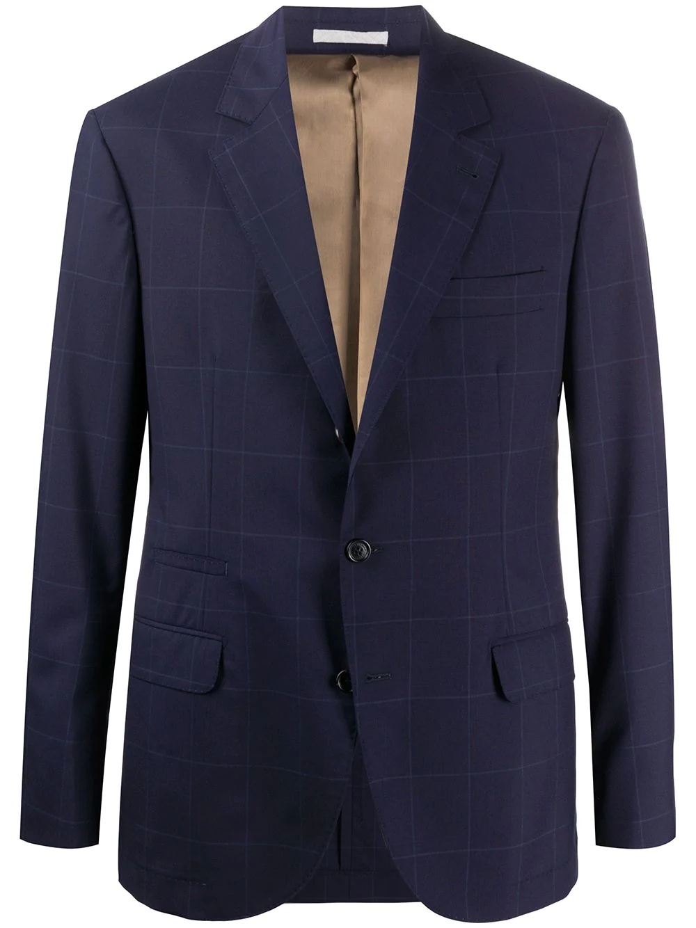 checked single-breasted blazer - 1