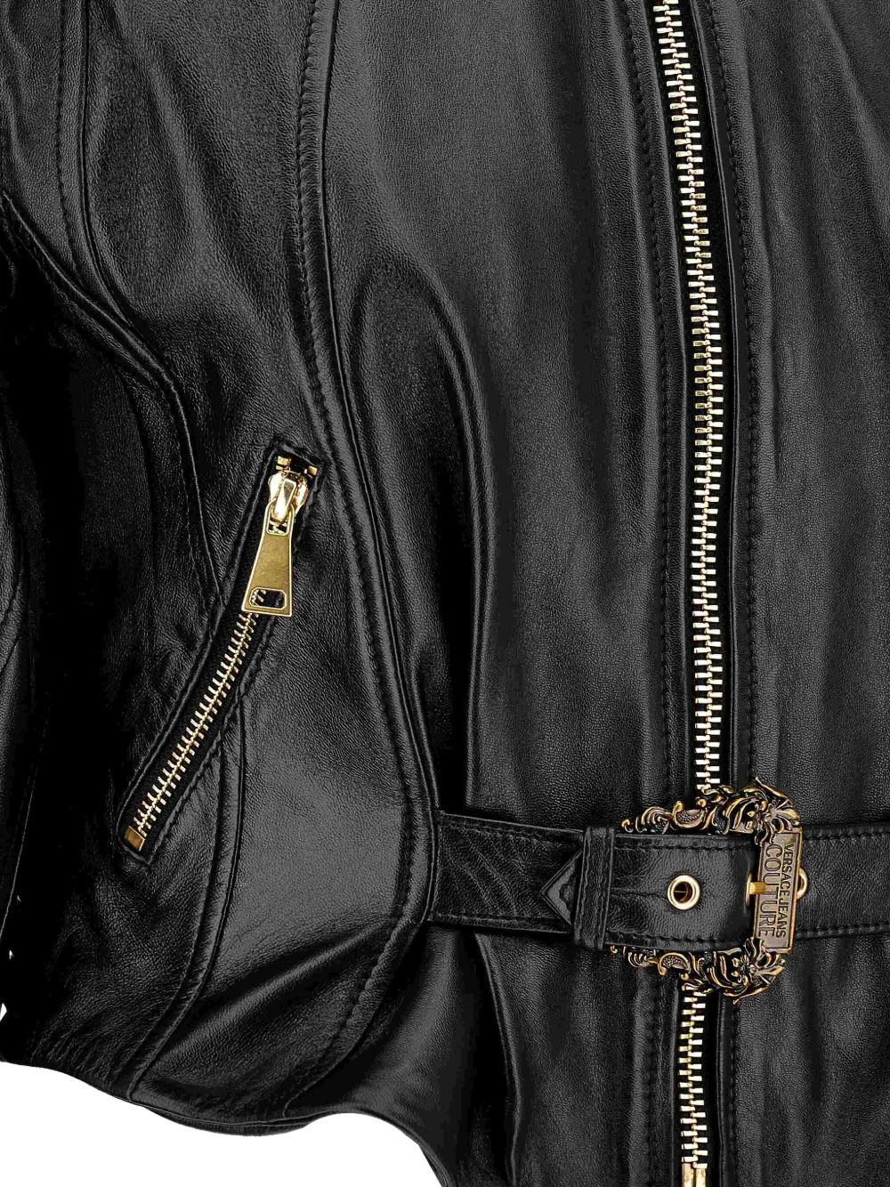 belted leather jacket - 3