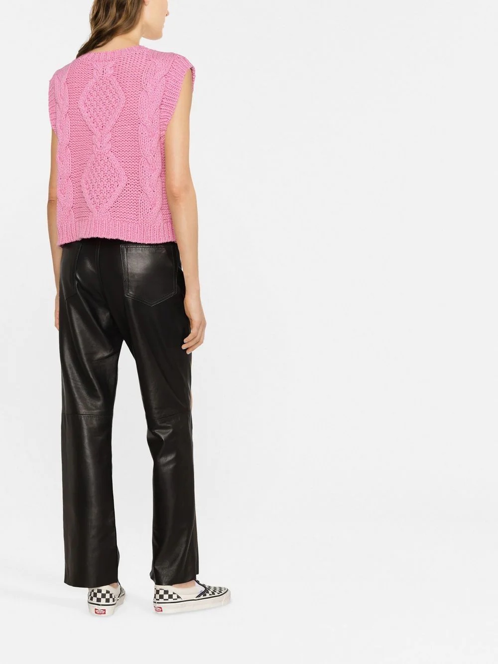 straight-leg leather trousers - 4