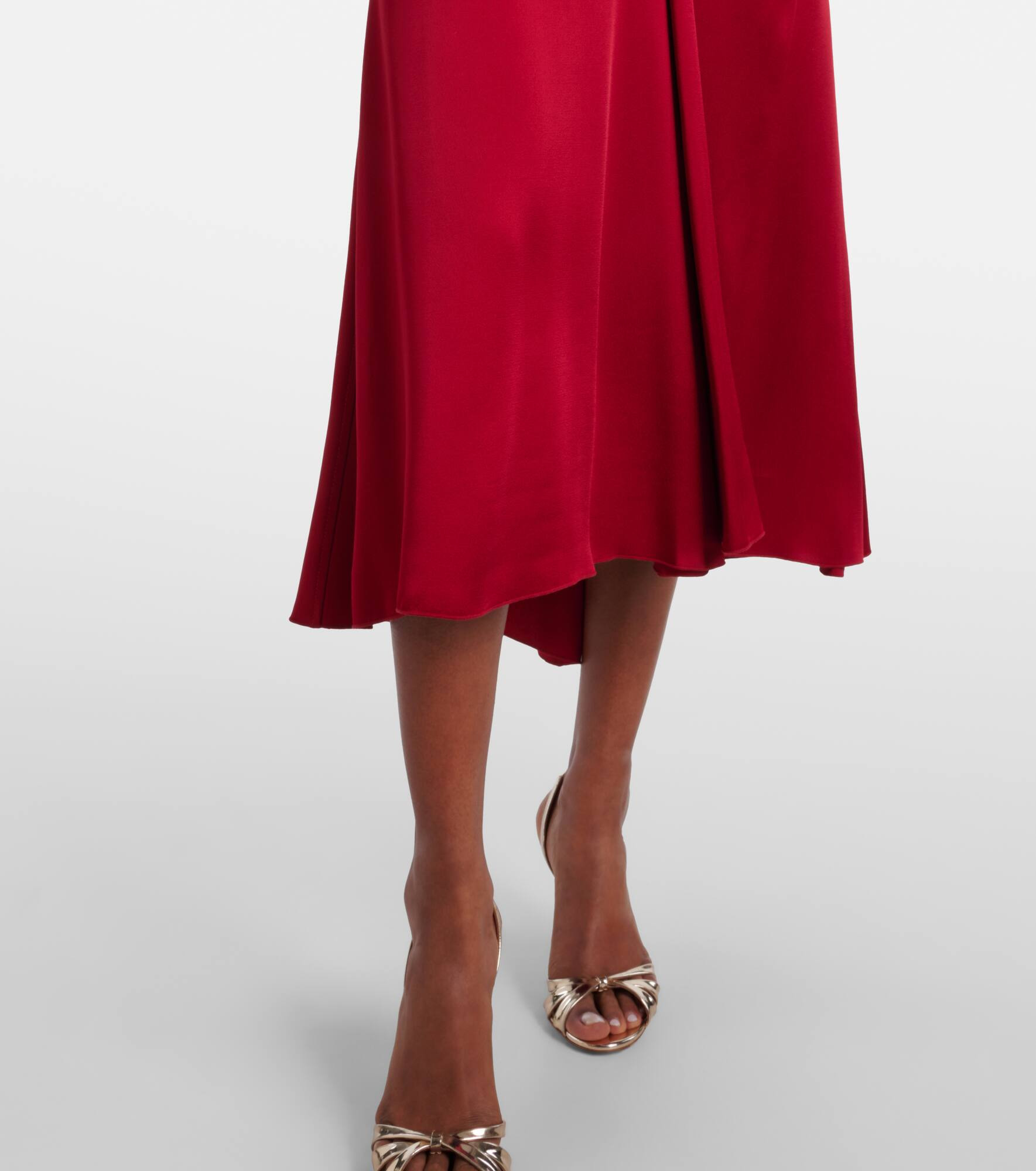 Gathered satin midi dress - 6