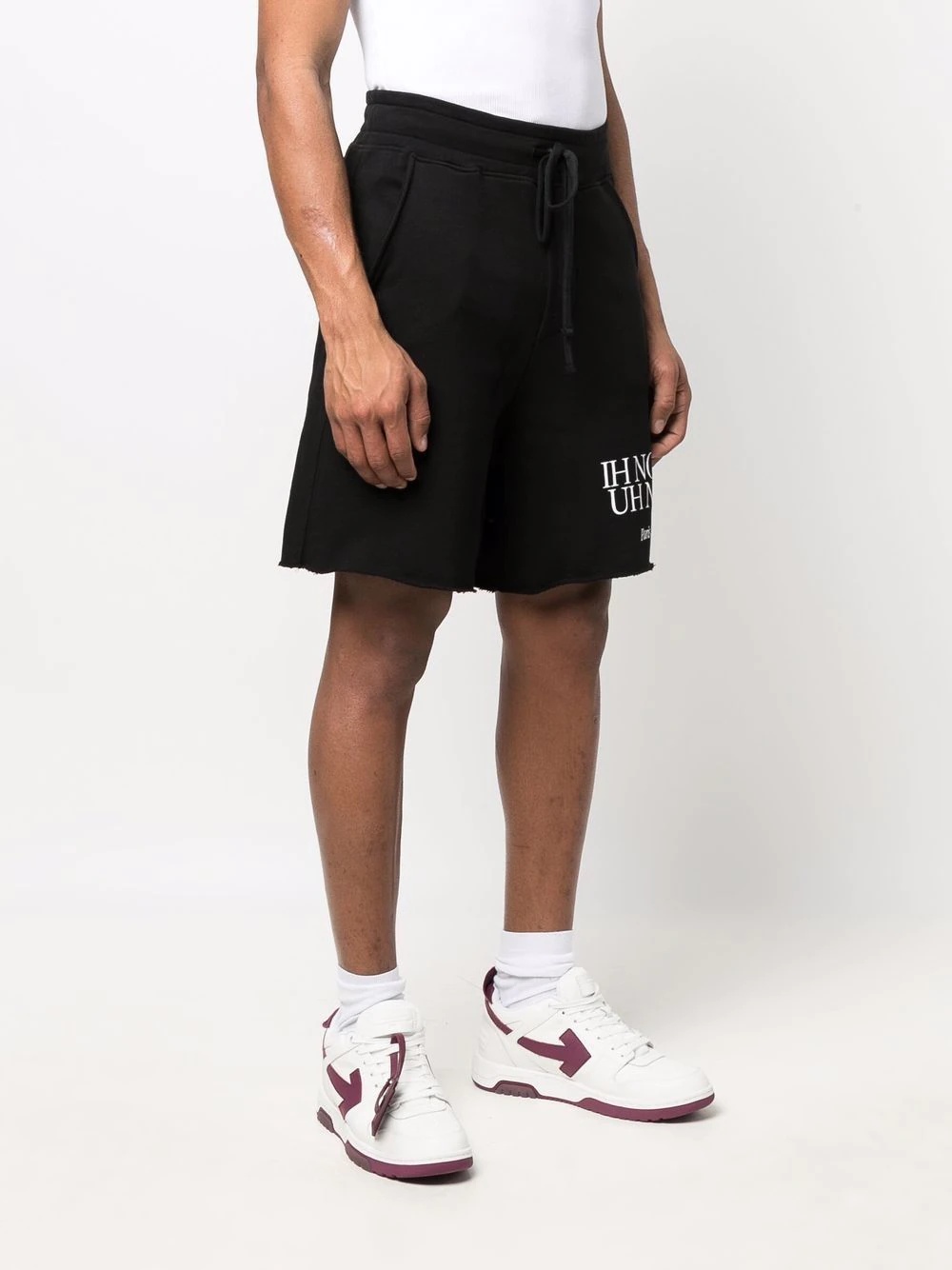 logo print track shorts - 3