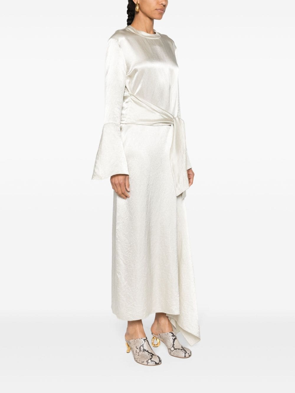 tied satin maxi dress - 3