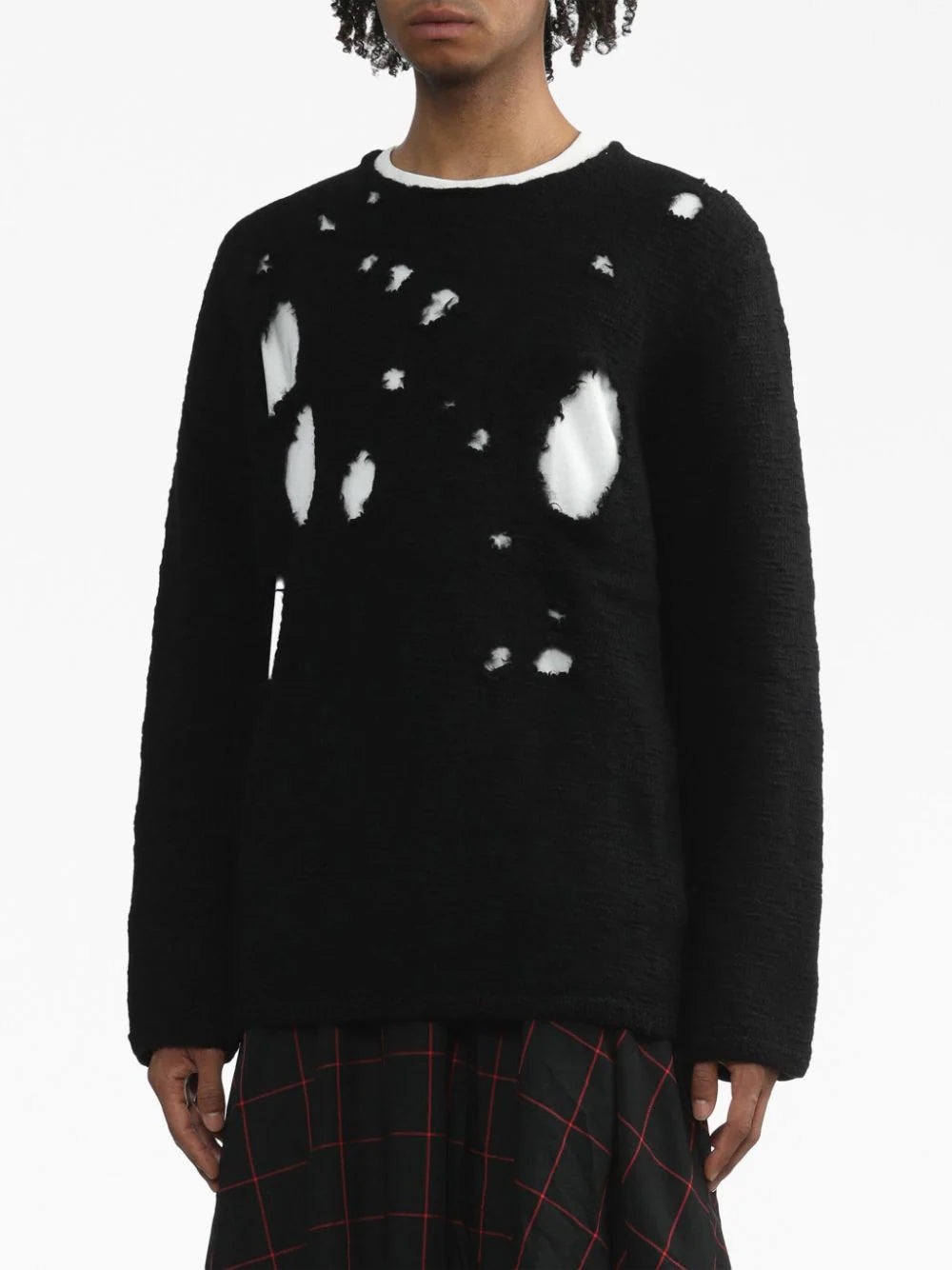 DISTRESSED-EFFECT WOOL JUMPER - 3