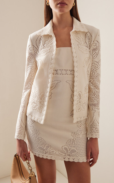 Valentino Cropped Guipure Lace Cotton-Blend Jacket ivory outlook