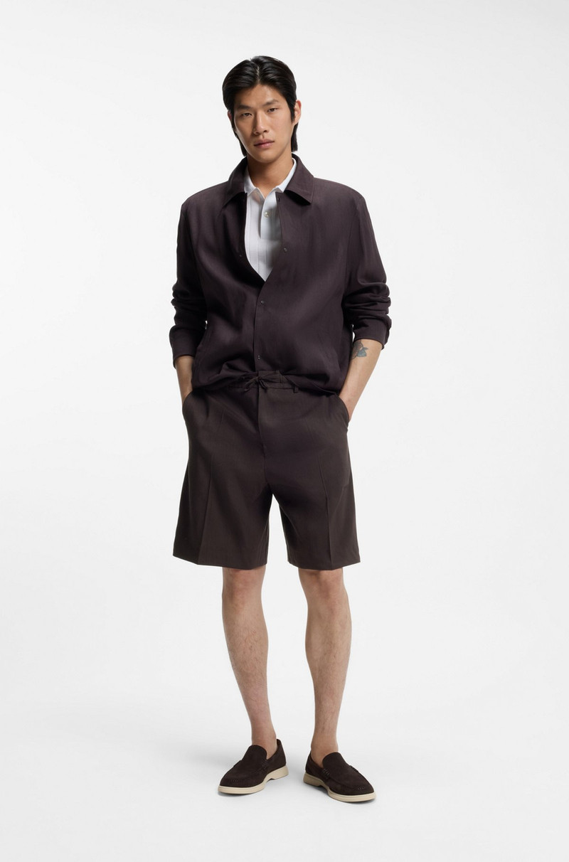 BOSS RELAXED-FIT SHORTS IN A LINEN BLEND outlook