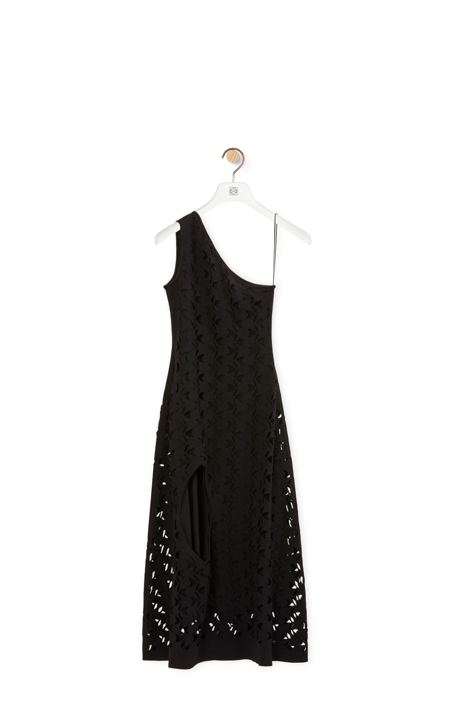 Asymmetric cut out dress in wool - 1
