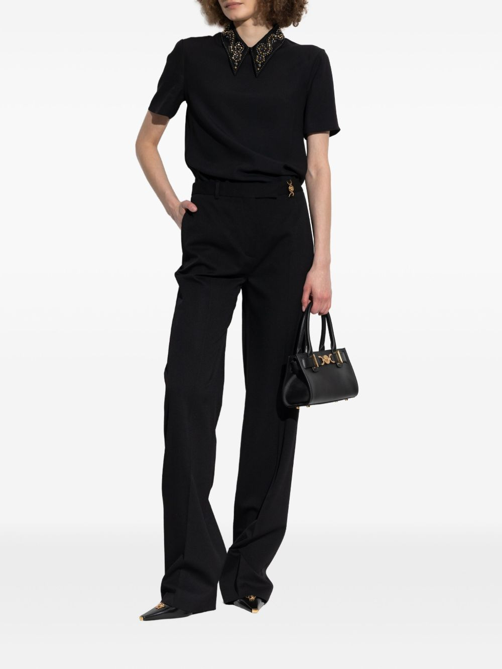 embellished-collar short-sleeve blouse - 2