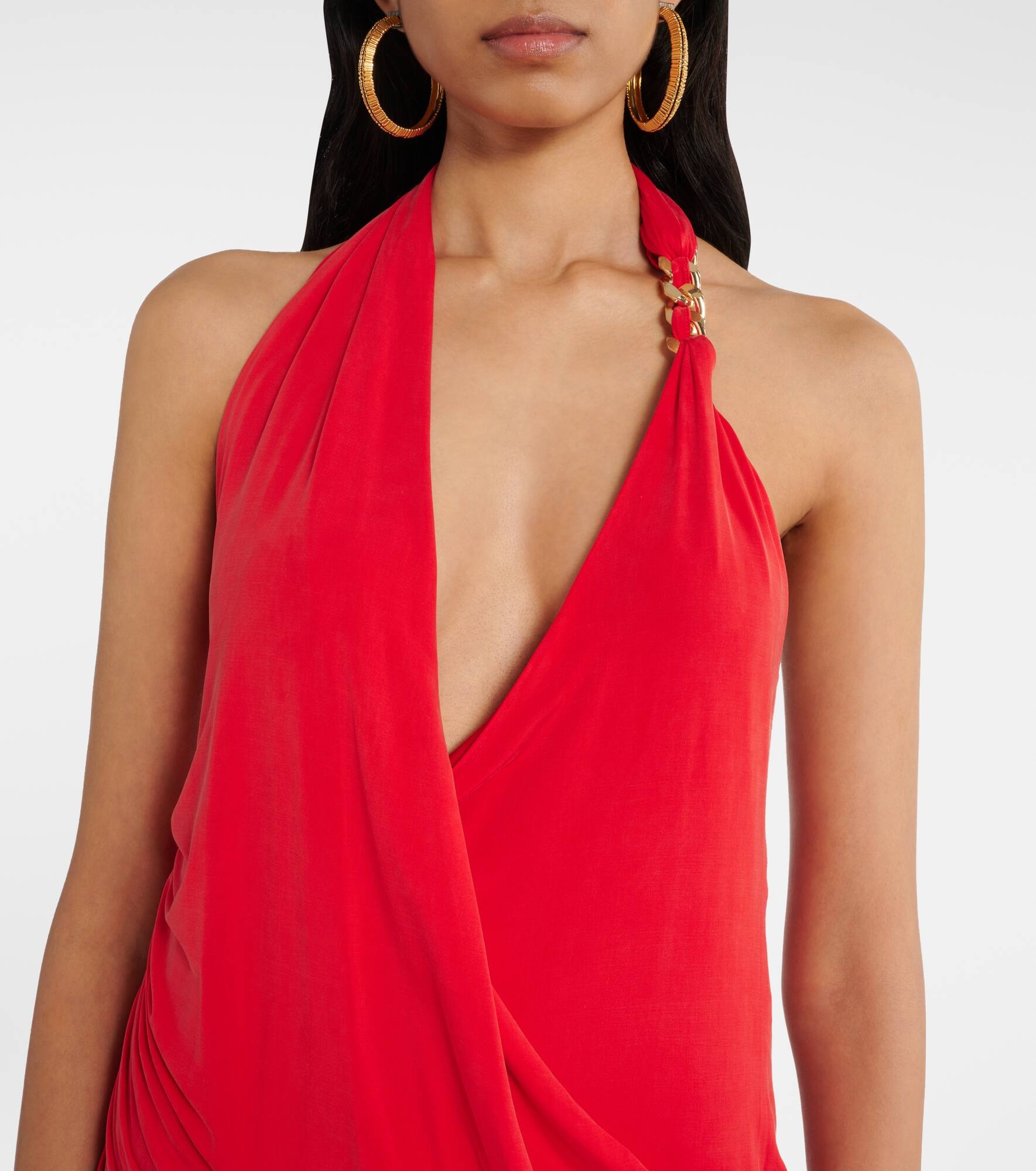 Draped halterneck jersey minidress - 4