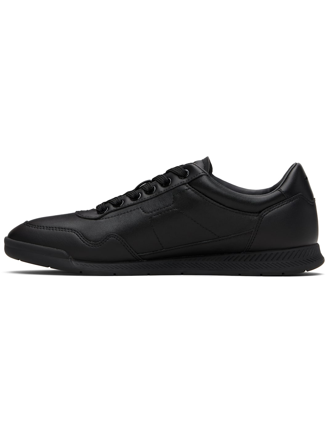 Black Leather Logo Sneakers - 3